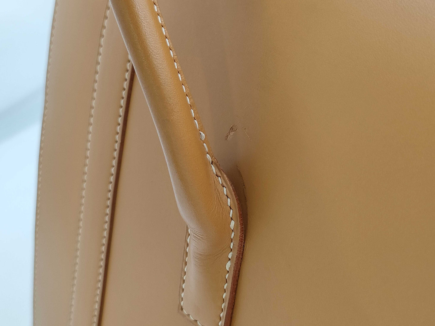 HERMES Drag II Handbag Box Calf □D Natural Handbag