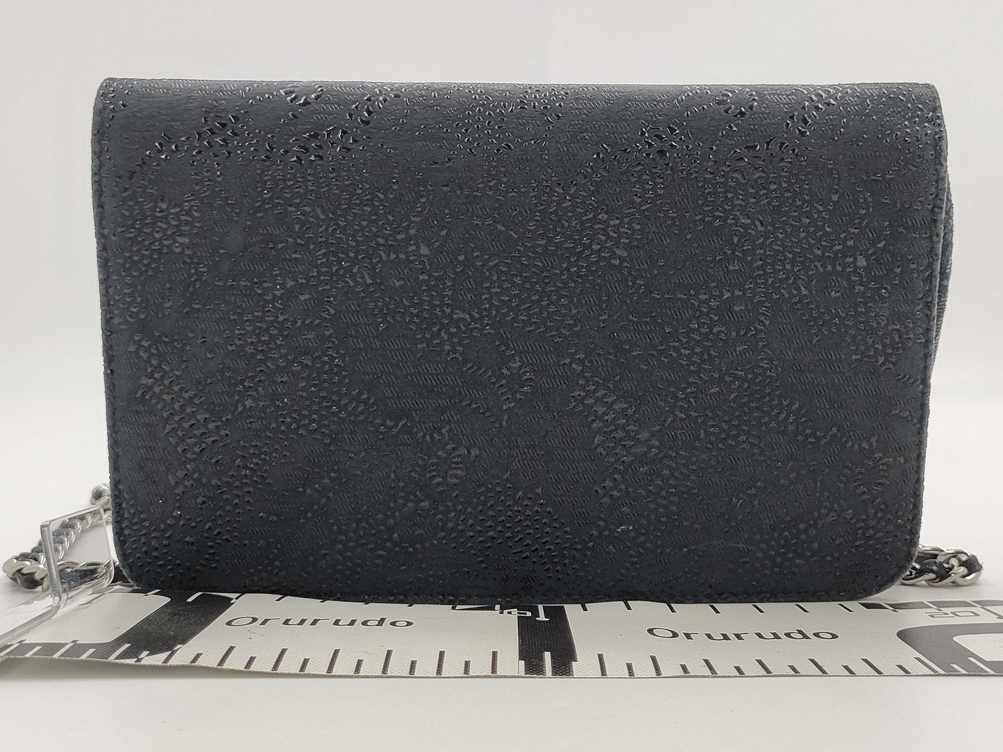 CHANEL Suede Navy Chain Wallet 18 Series Shoulder Bag