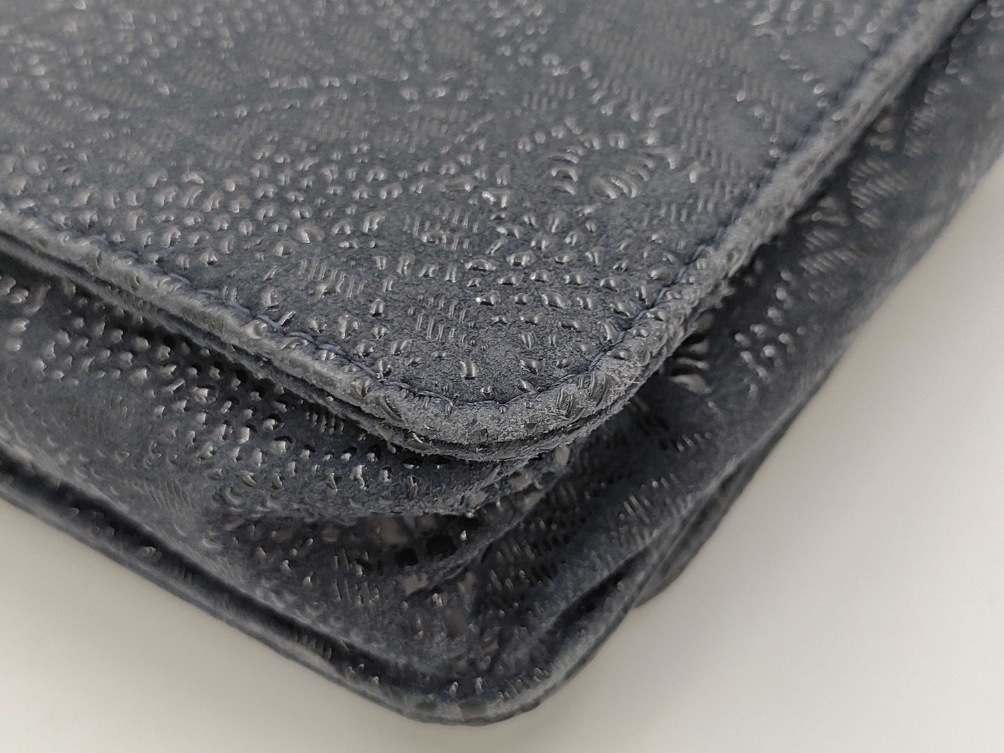 CHANEL Suede Navy Chain Wallet 18 Series Shoulder Bag