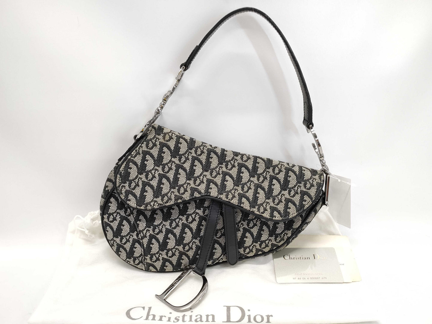 Dior Trotter Saddle Bag Canvas and Leather Handbag