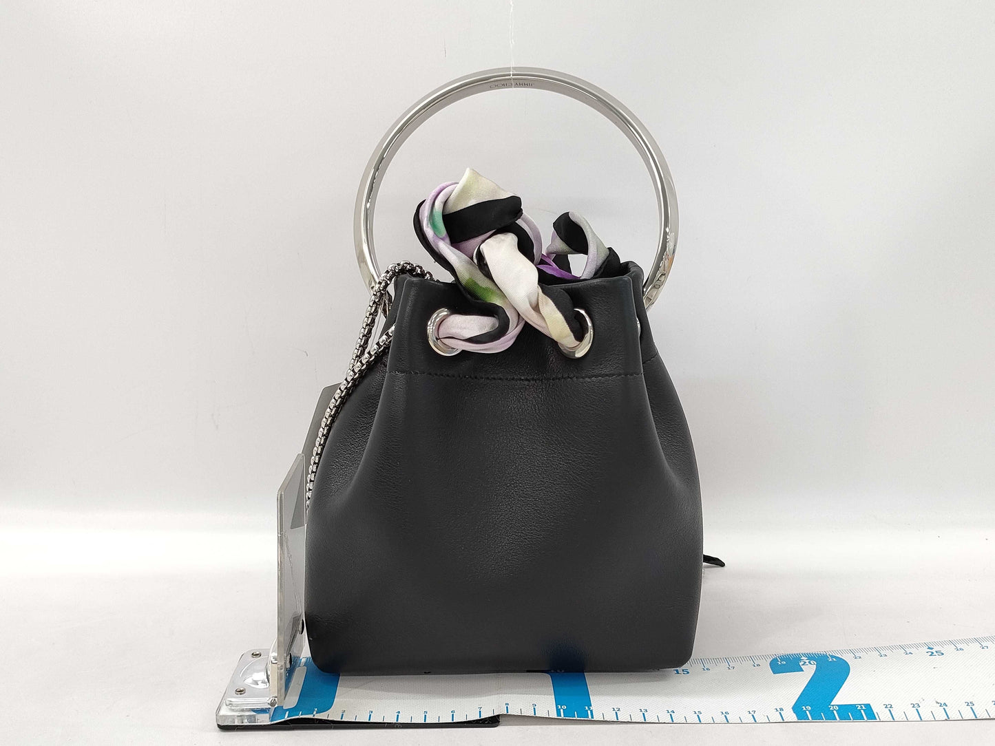 JIMMY CHOO Bonbon Bucket Black Chain Shoulder Bag