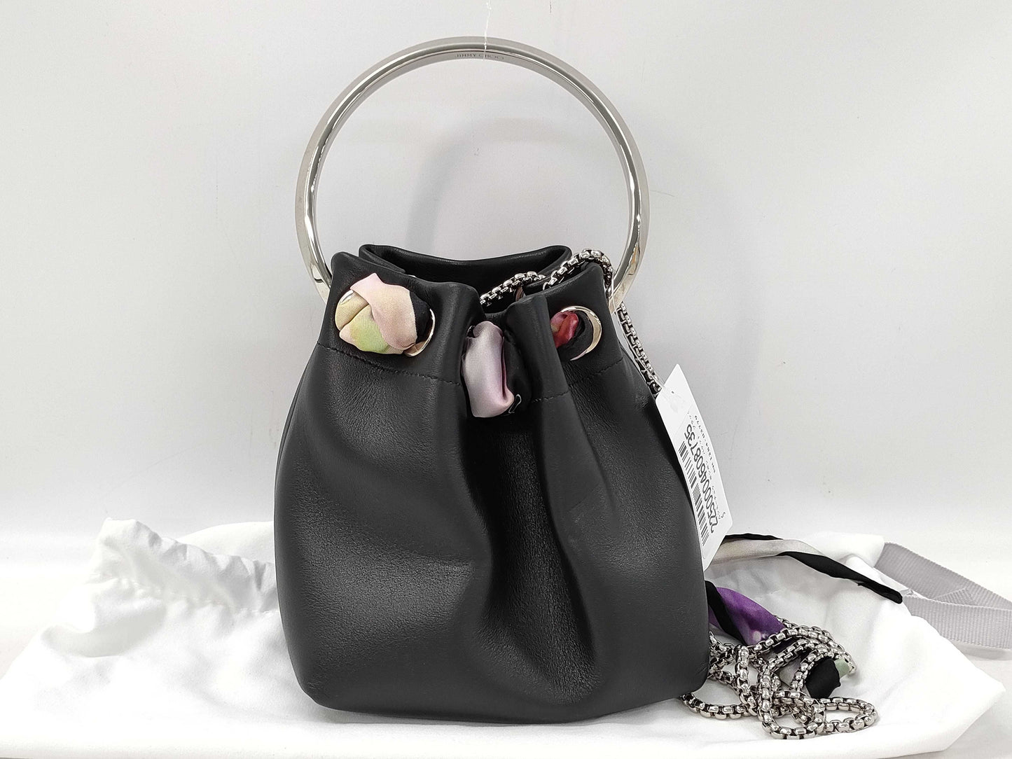 JIMMY CHOO Bonbon Bucket Black Chain Shoulder Bag