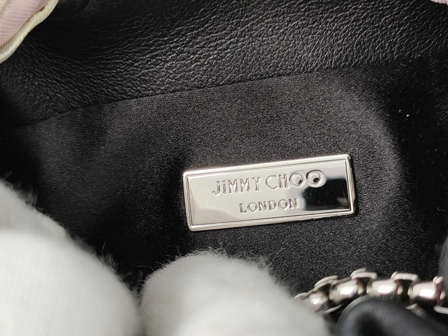 JIMMY CHOO Bonbon Bucket Black Chain Shoulder Bag