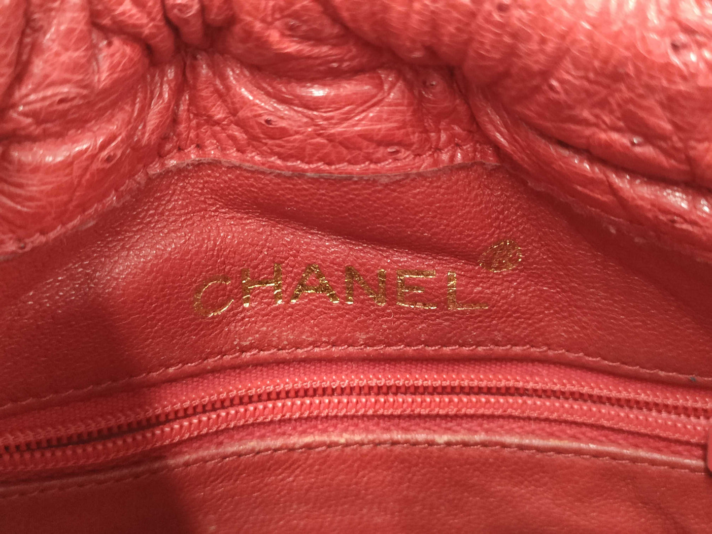 CHANEL Chanel Ostrich Drawstring Shoulder Bag 0531305