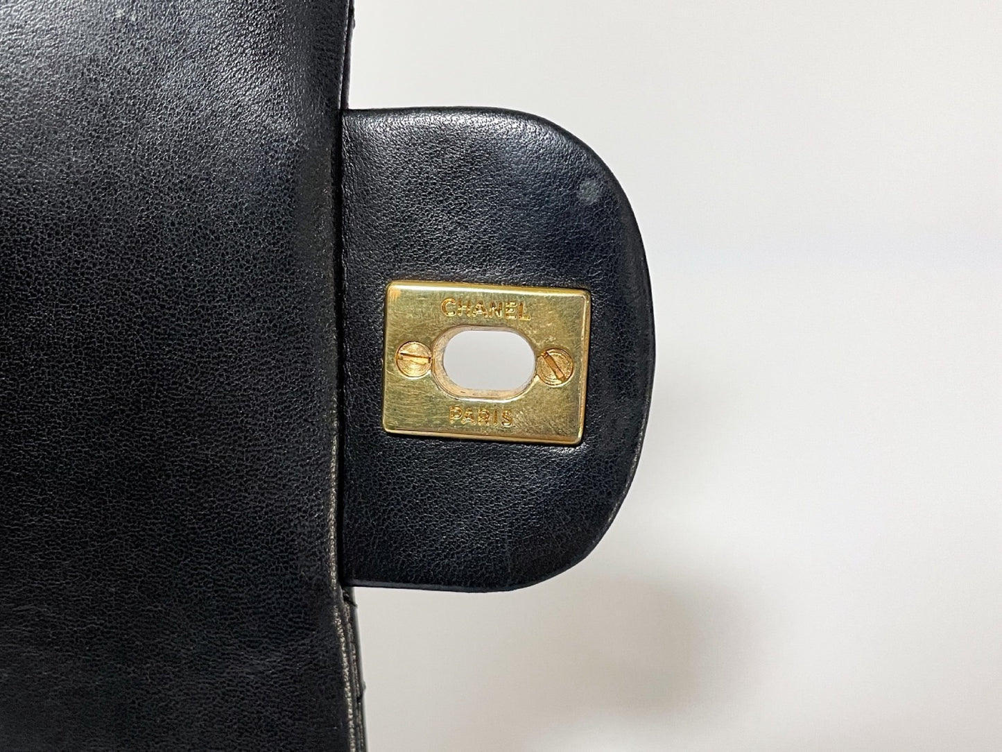 CHANEL Double Flap Matelasse Black Lambskin Shoulder Bag with Seal