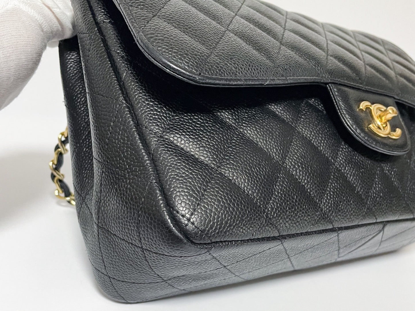 CHANEL Deca Matelasse 30 Caviar Leather Black with Gold Hardware Shoulder Bag