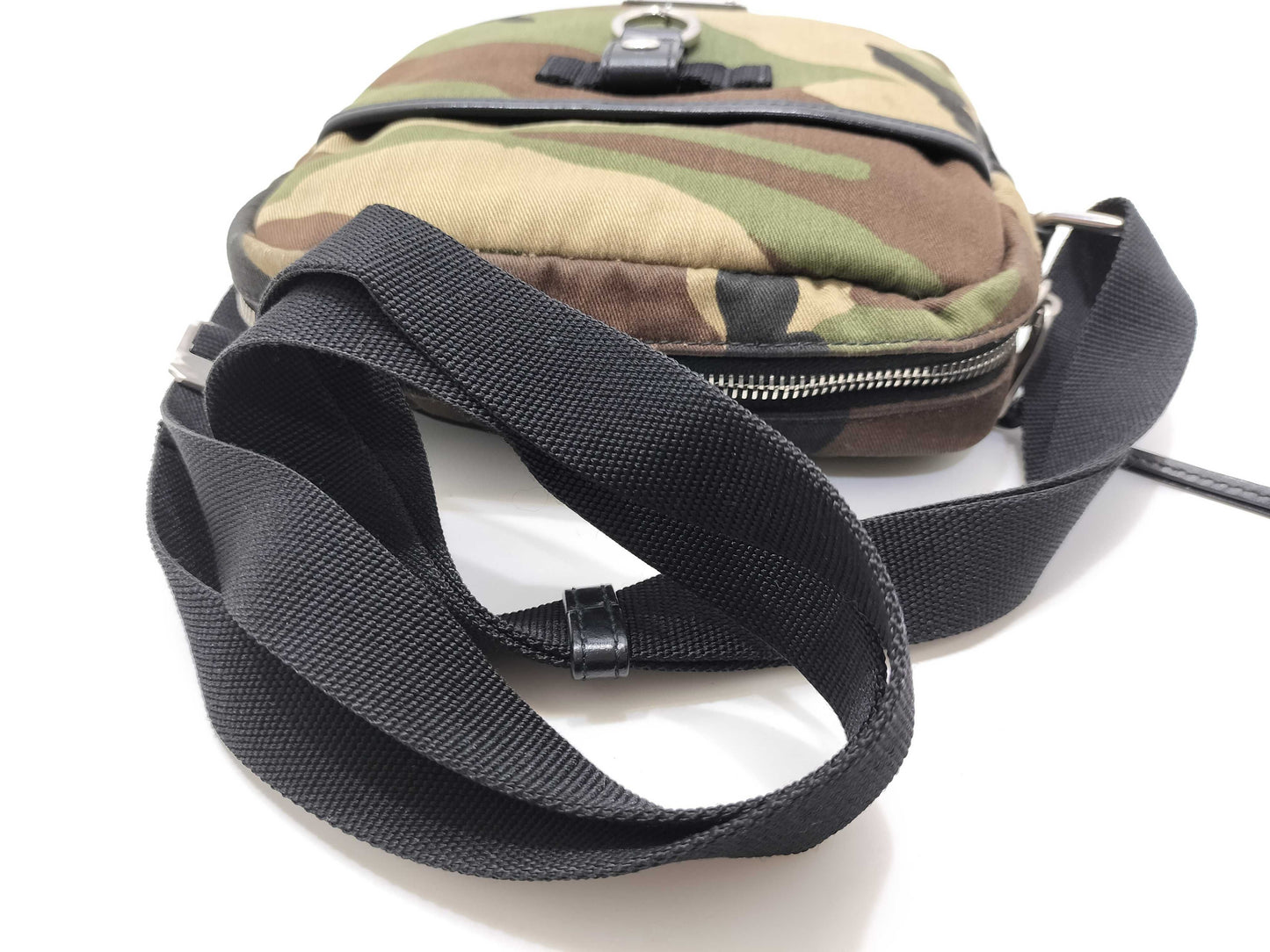 SAINT LAURENT 482777 Paris Rivington Shoulder Bag, Camouflage Canvas, Khaki