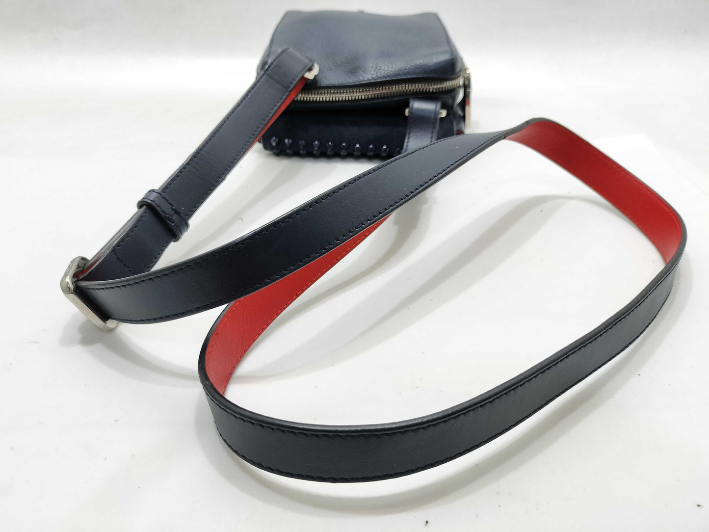 Christian Louboutin Bench Reporter Shoulder Bag, Studded Leather, Navy