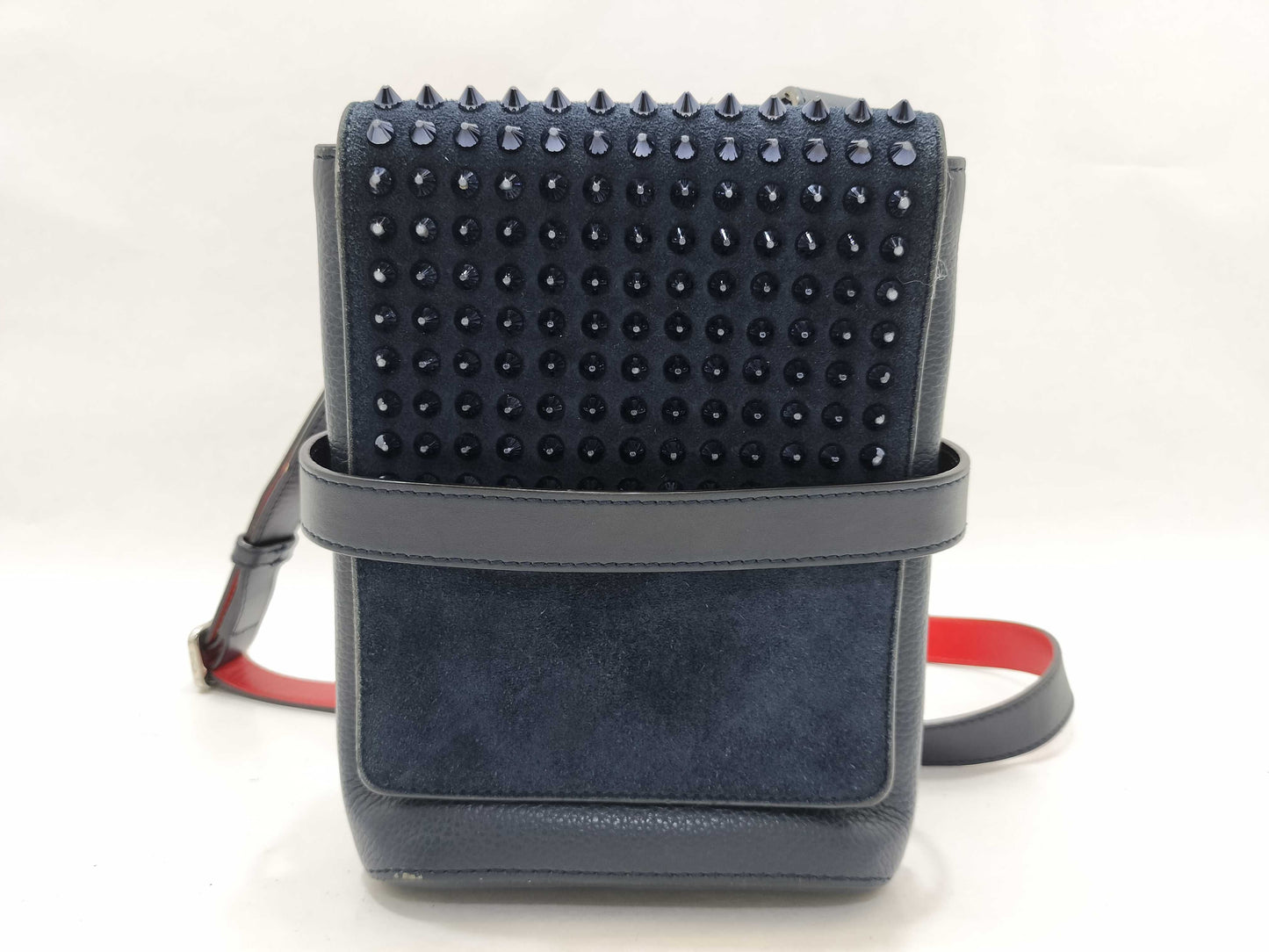 Christian Louboutin Bench Reporter Shoulder Bag, Studded Leather, Navy