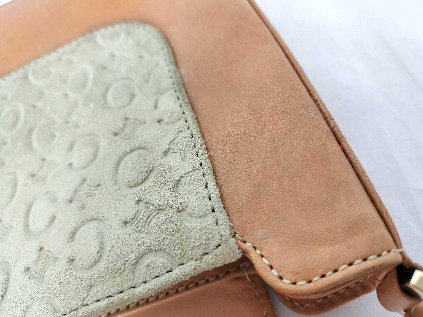 CELINE C Macadam Suede Shoulder Bag