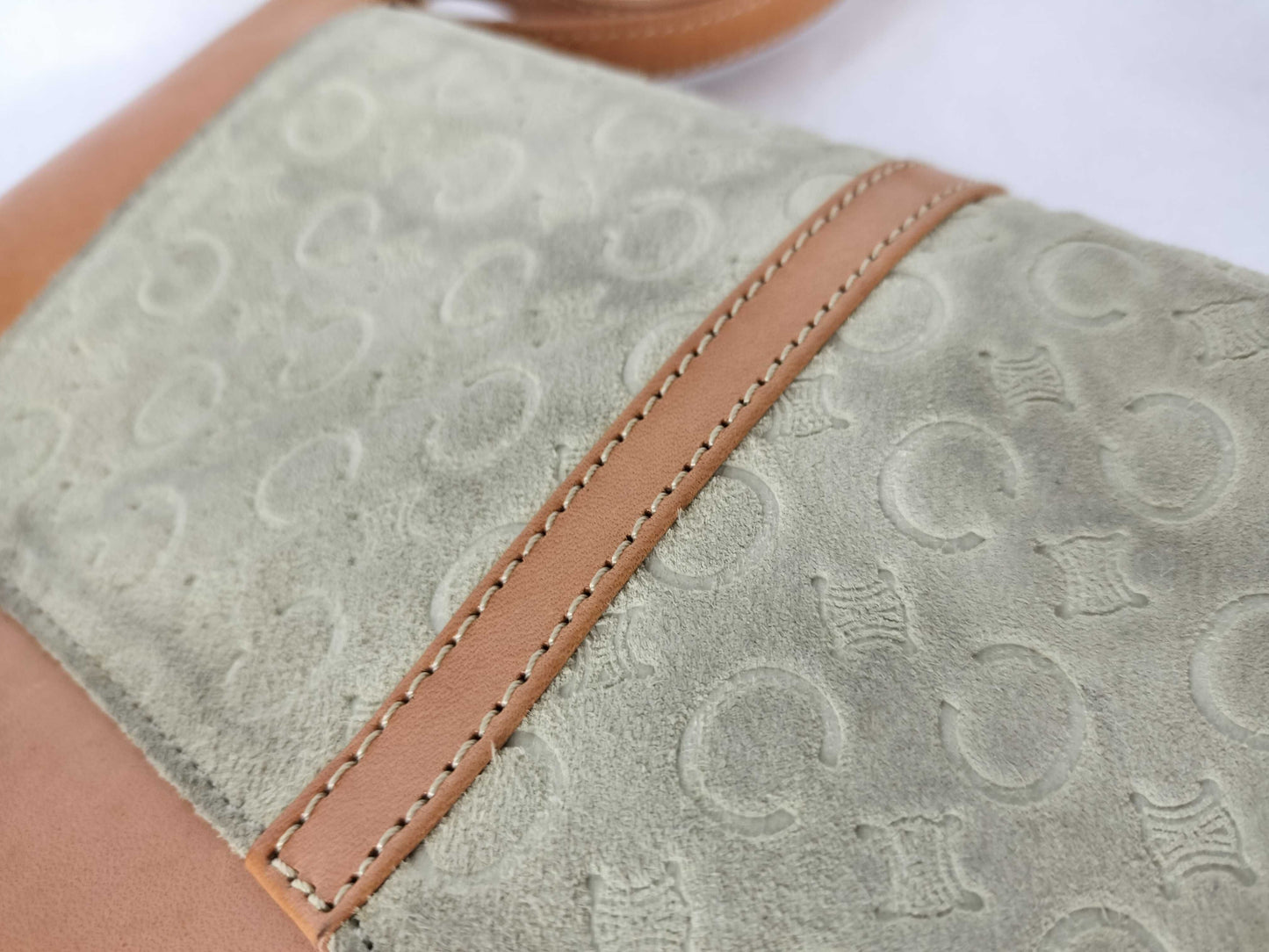 CELINE C Macadam Suede Shoulder Bag