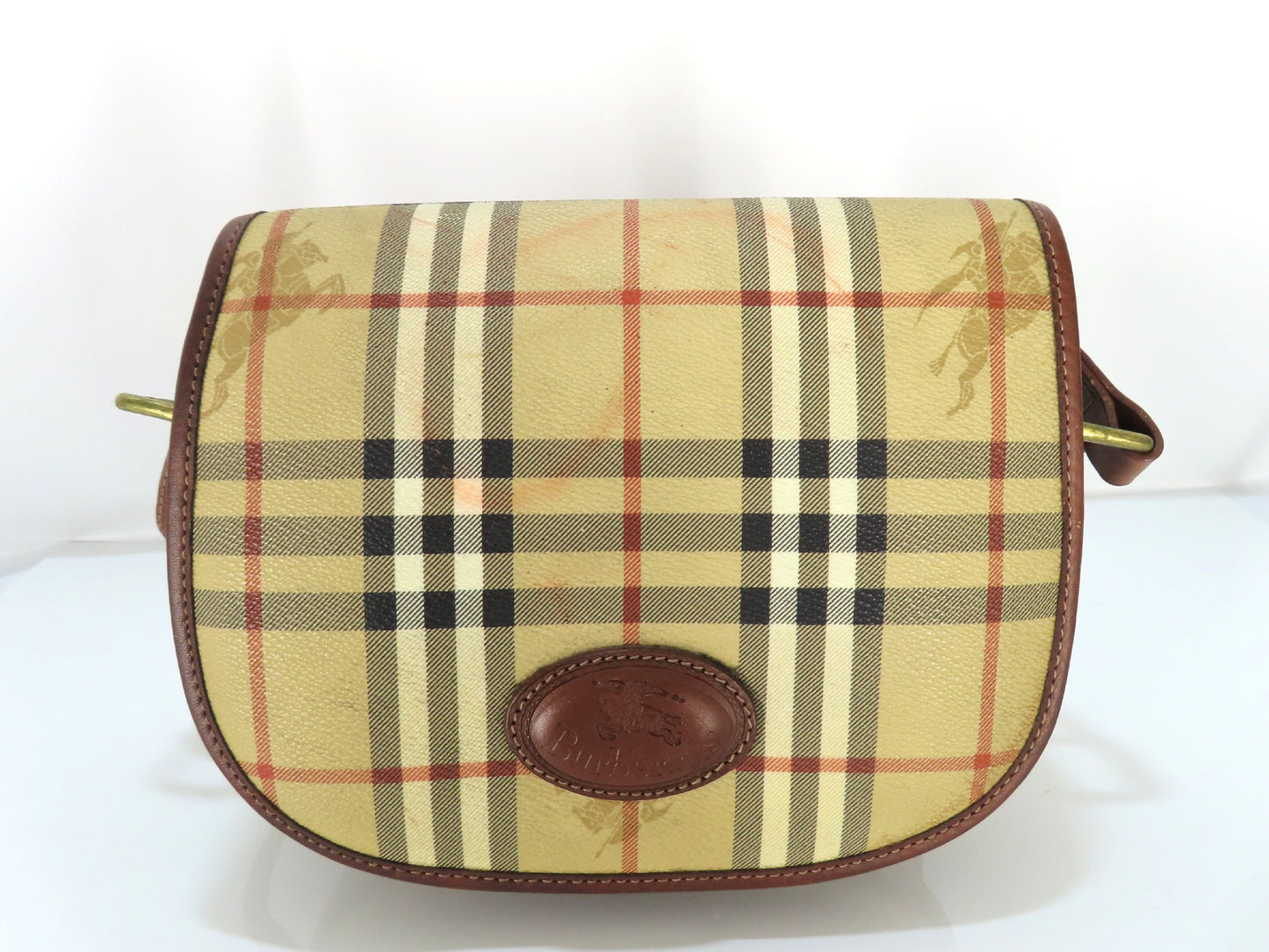 Burberrys PVC Leather Nova Check Shoulder Bag