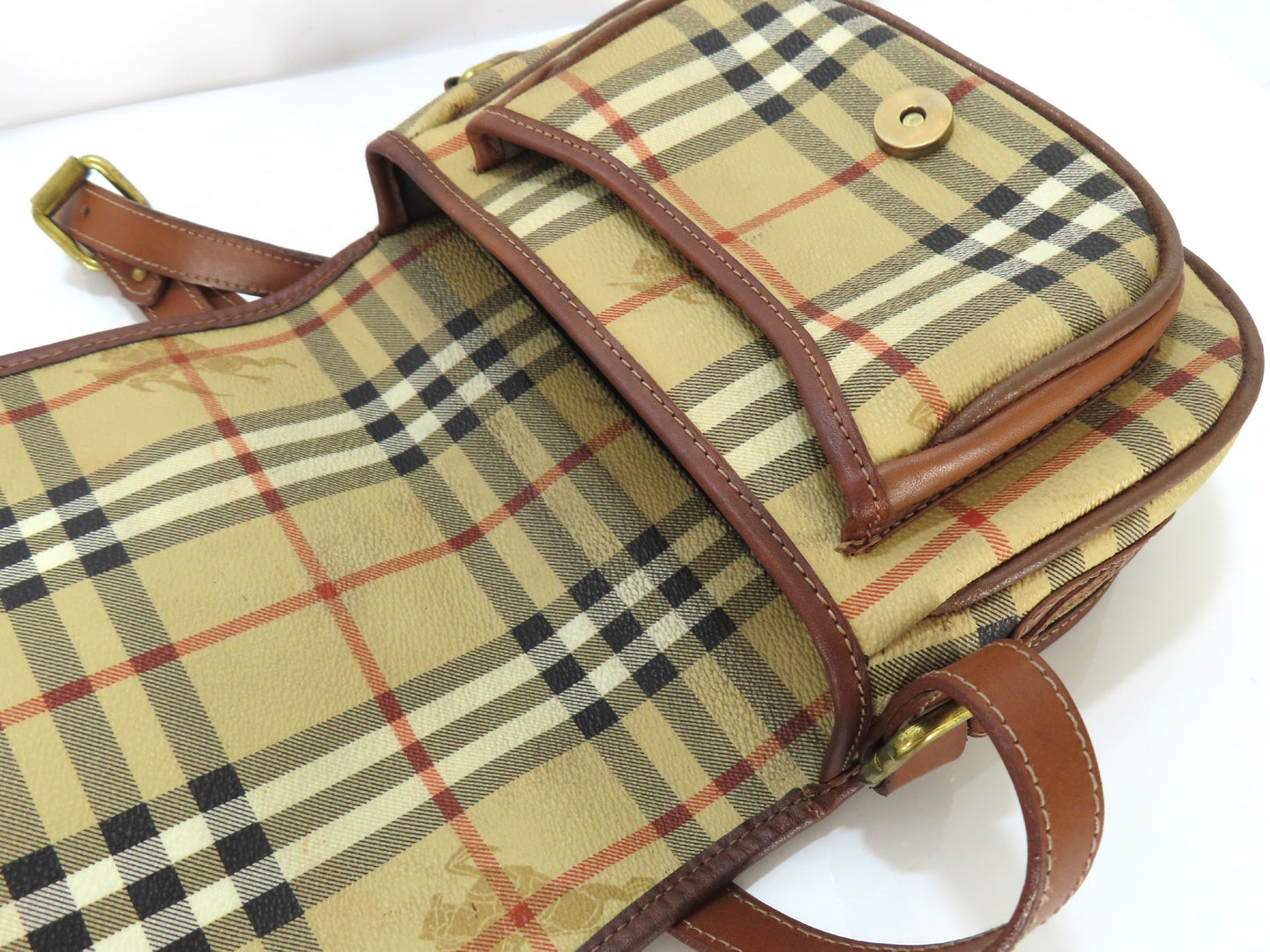 Burberrys PVC Leather Nova Check Shoulder Bag