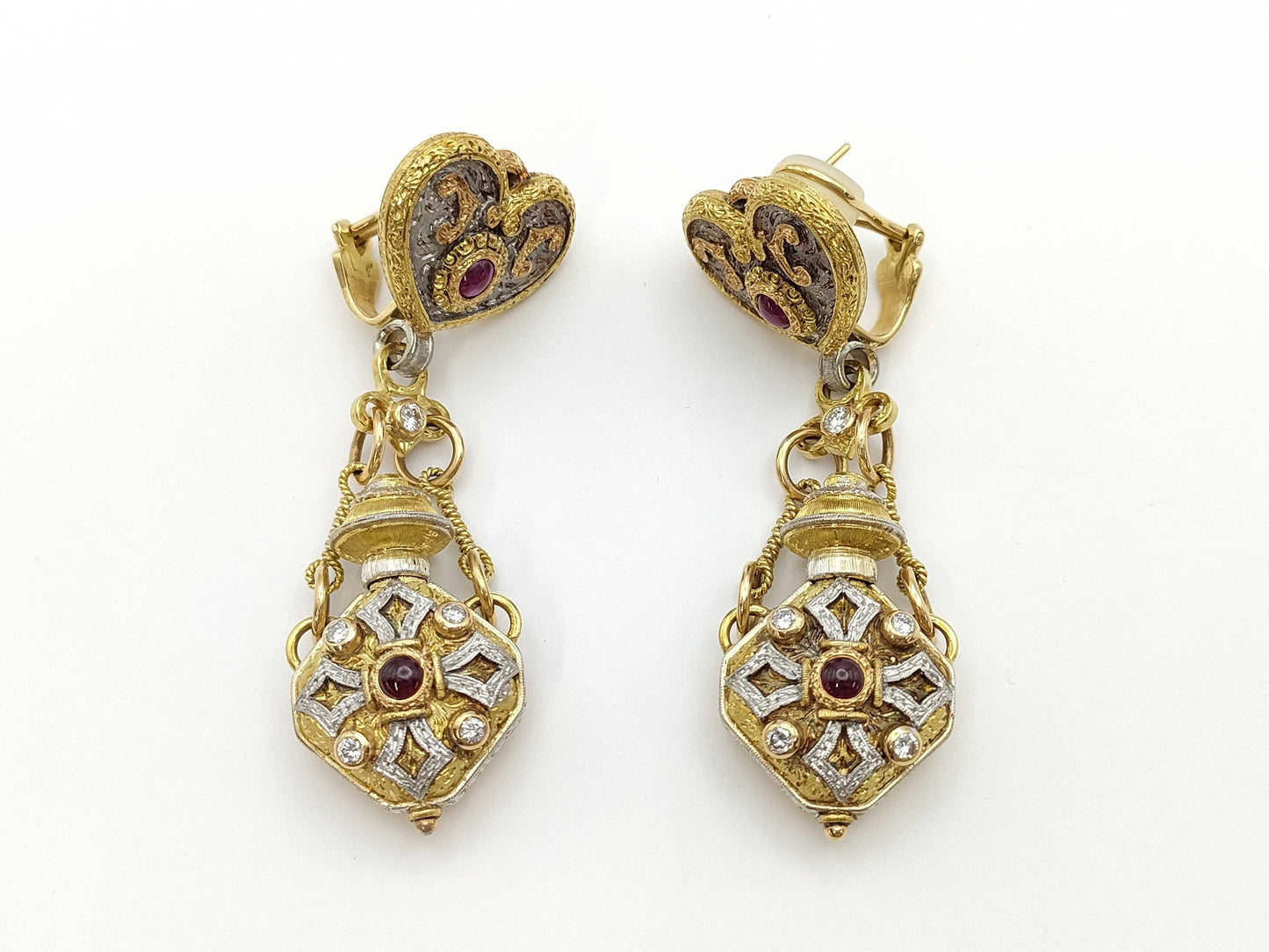 CAZZANIGA Perfume Bottle, Ruby and Diamond, 750, 50.9g, Earrings