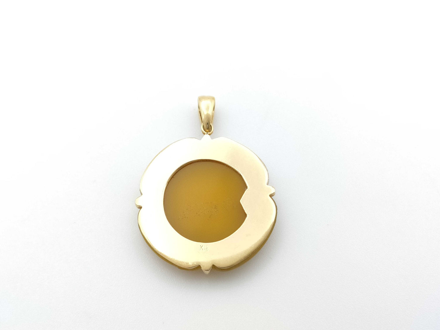 Cameo Shell and Colored Stone Pendant Top, 18K Gold, 6.7g