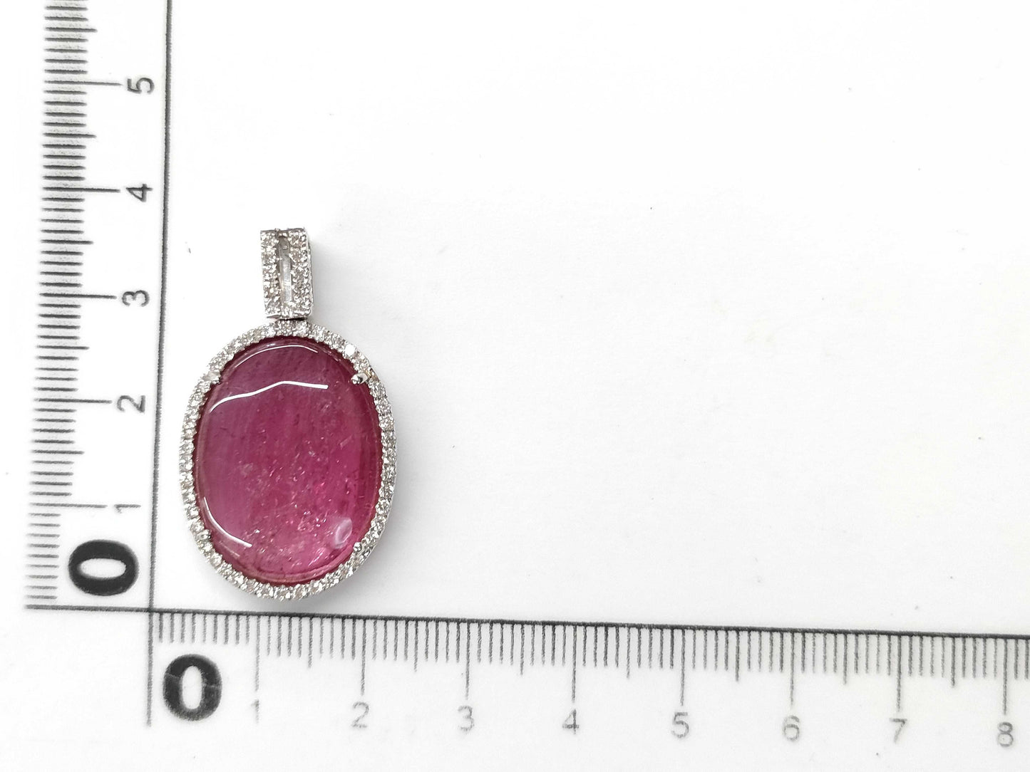Pink tourmaline 19.40ct D0.45ct K18WG 9.1g pendant top