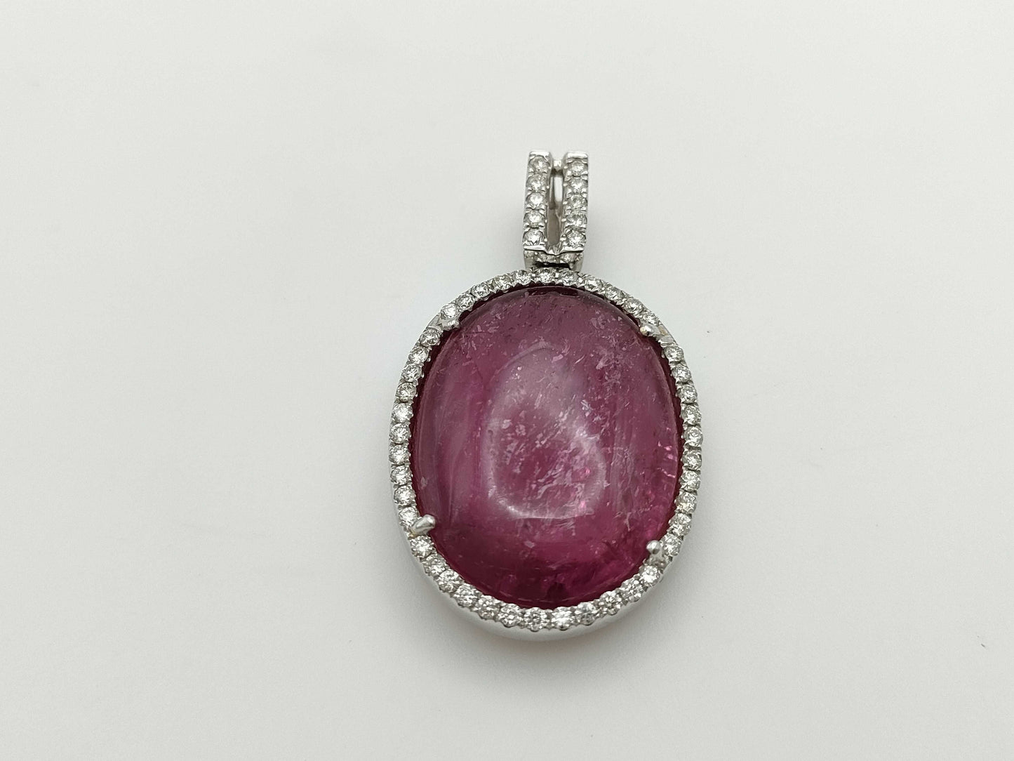 Pink tourmaline 19.40ct D0.45ct K18WG 9.1g pendant top