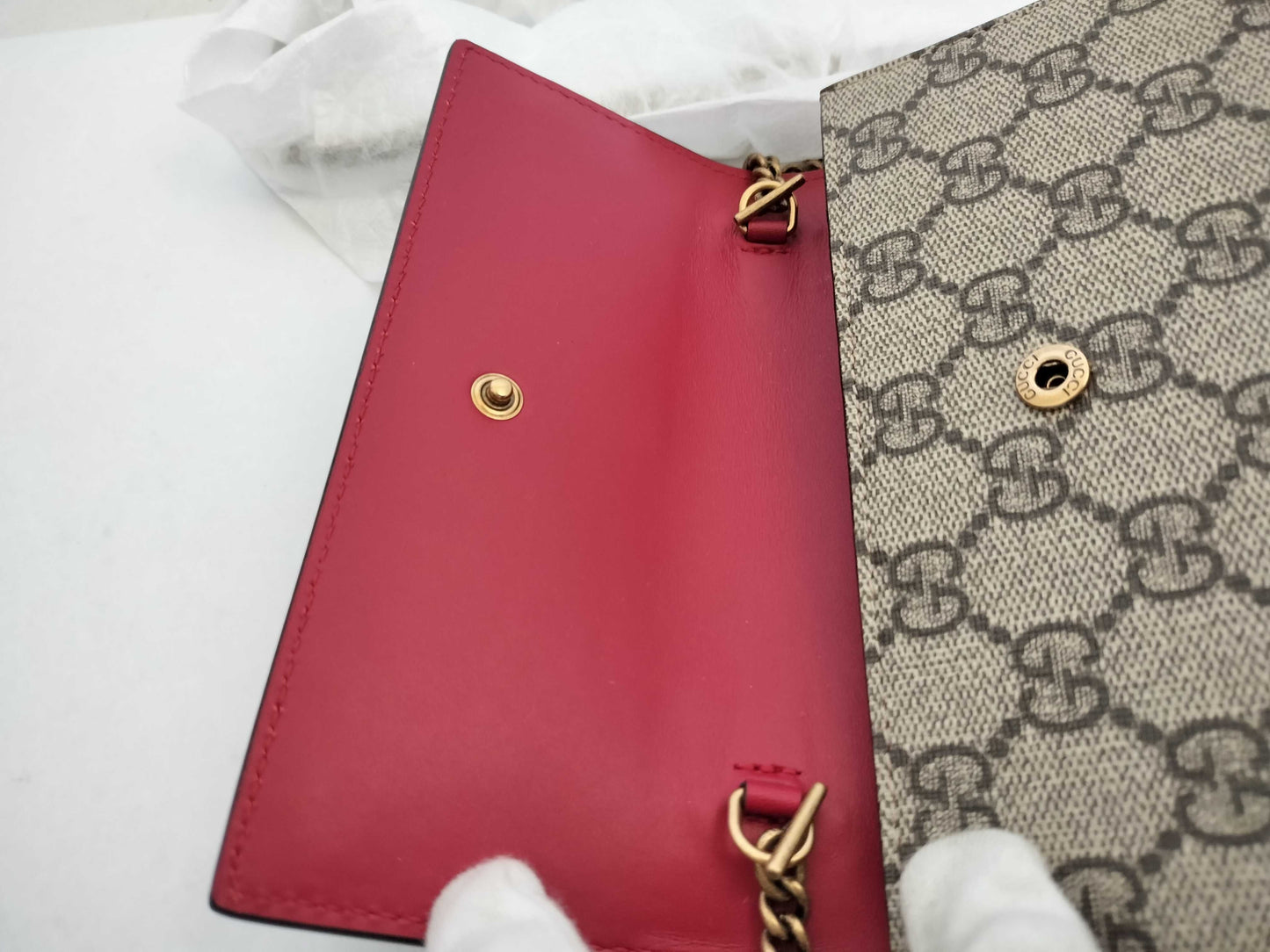 GUCCI Unused Chain Shoulder Bag with Cherry Pattern