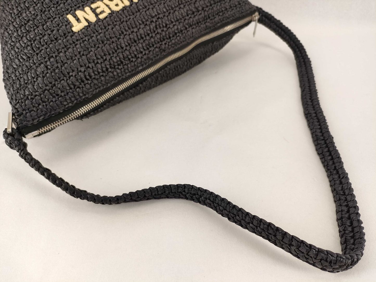 SAINT LAURENT Unused Raffia Shoulder Bag