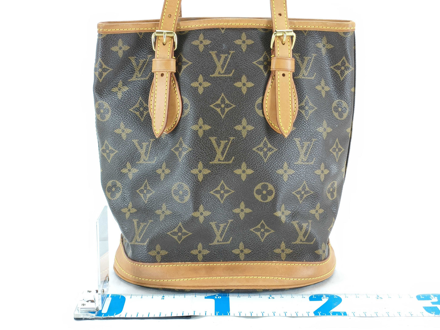 LOUIS VUITTON RFID Unverified VI0060 Monogram Louis Vuitton Monogram Bucket PM M42238 Tote Bag