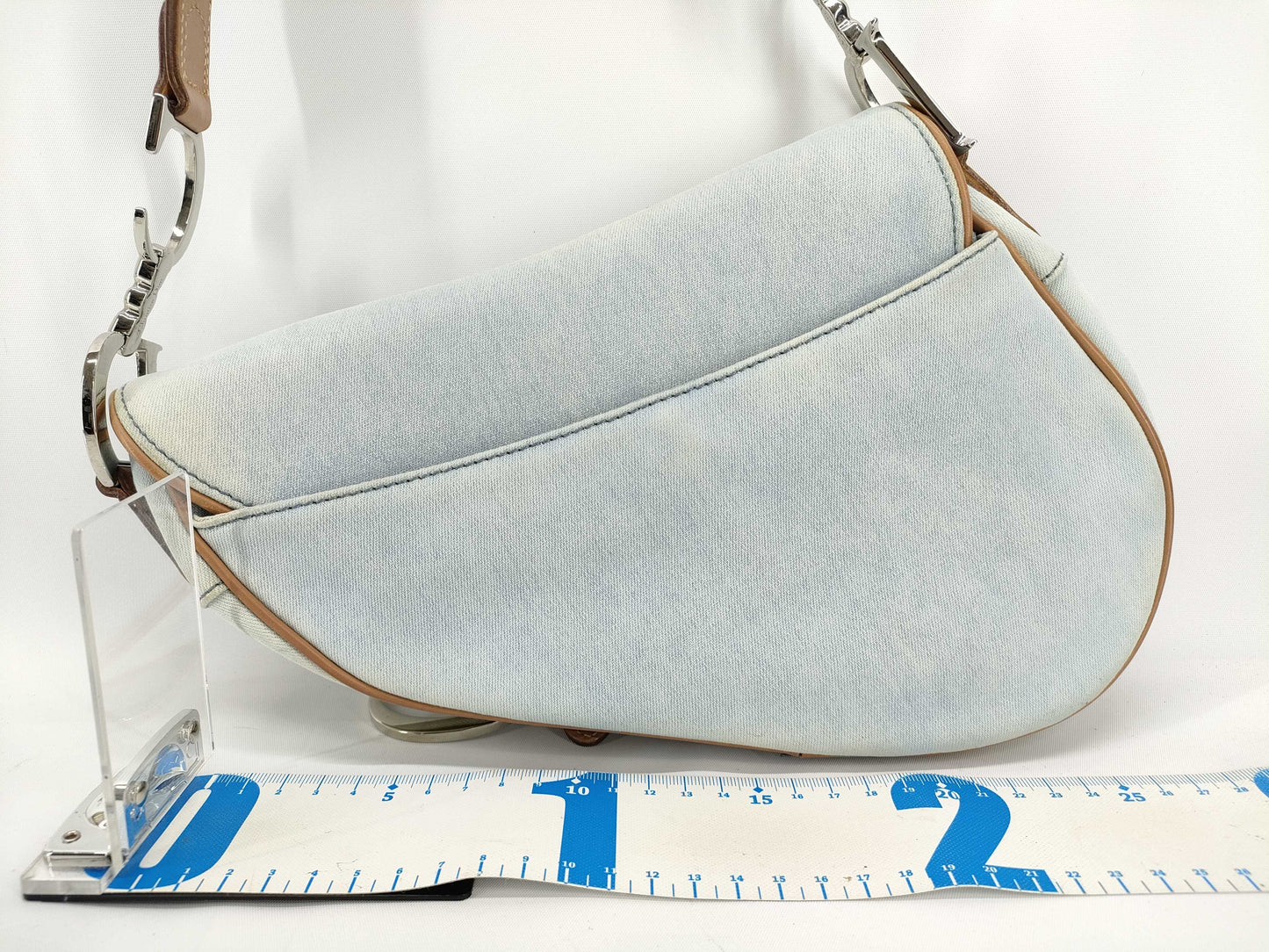 Dior DIOR Christian Dior Saddle Bag Handbag Denim x Leather Shoulder Bag