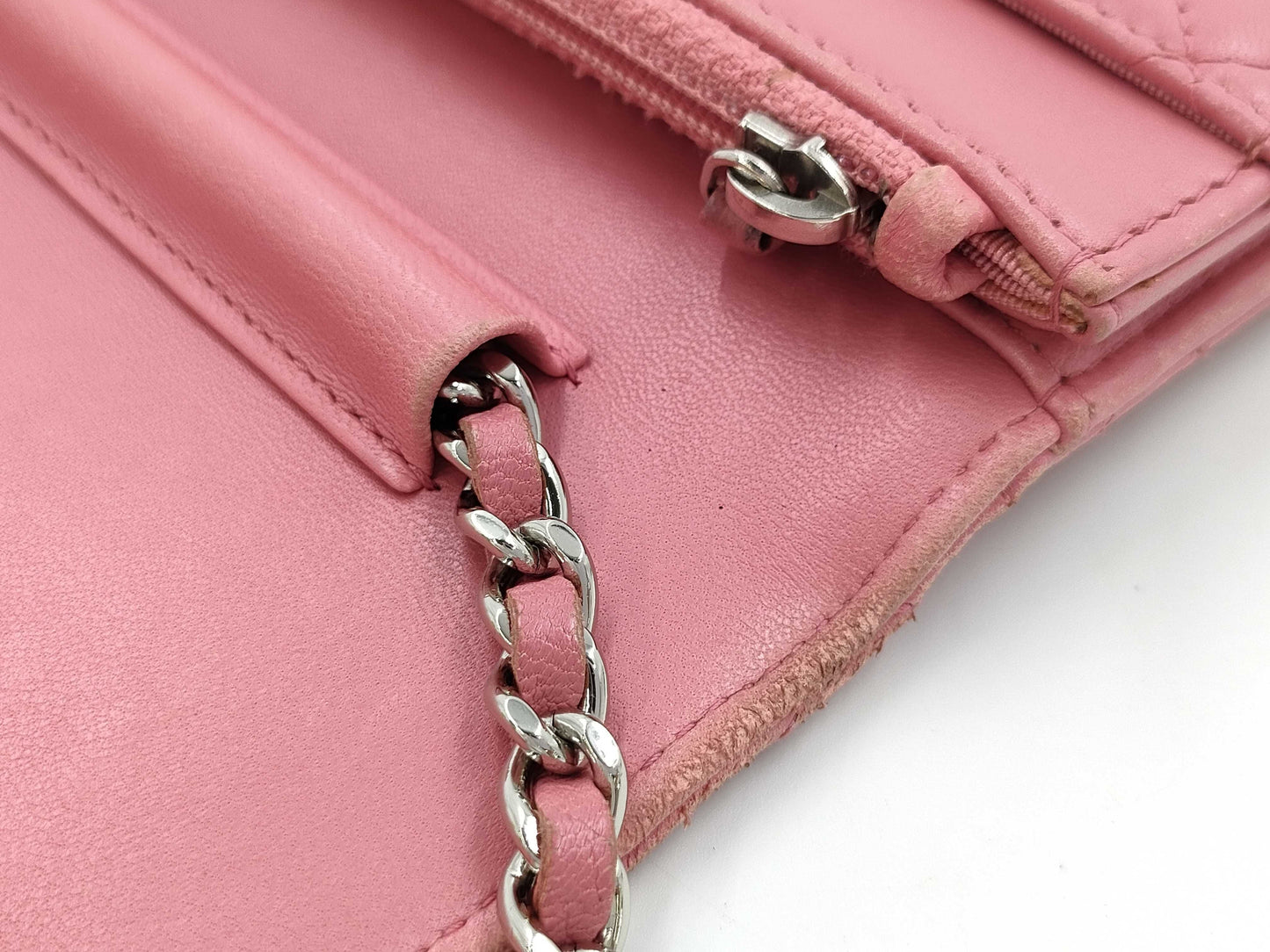 CHANEL Matelasse Chain Wallet A33814 Lambskin Pink 22 Series Shoulder Bag
