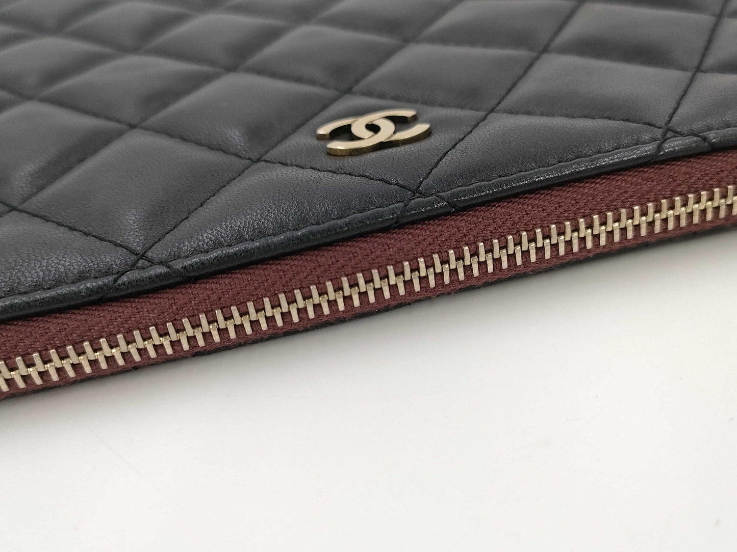 CHANEL Matelasse Clutch Bag, Lambskin, Black, 20s, Pouch