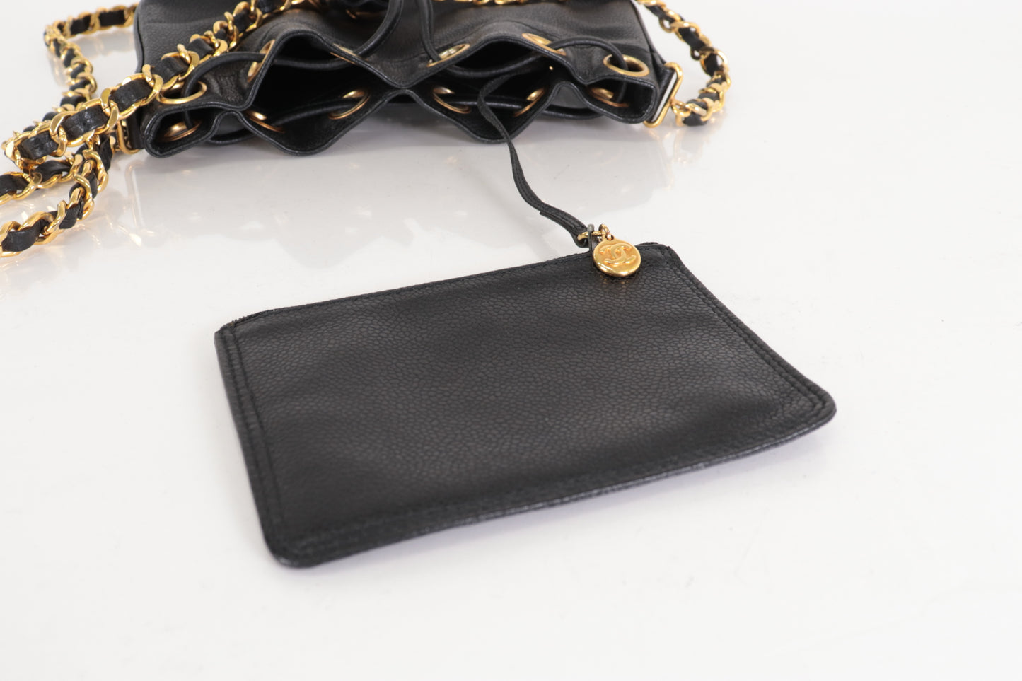 CHANEL Triple Coco Caviar Drawstring Chain Shoulder Bag, No. 3