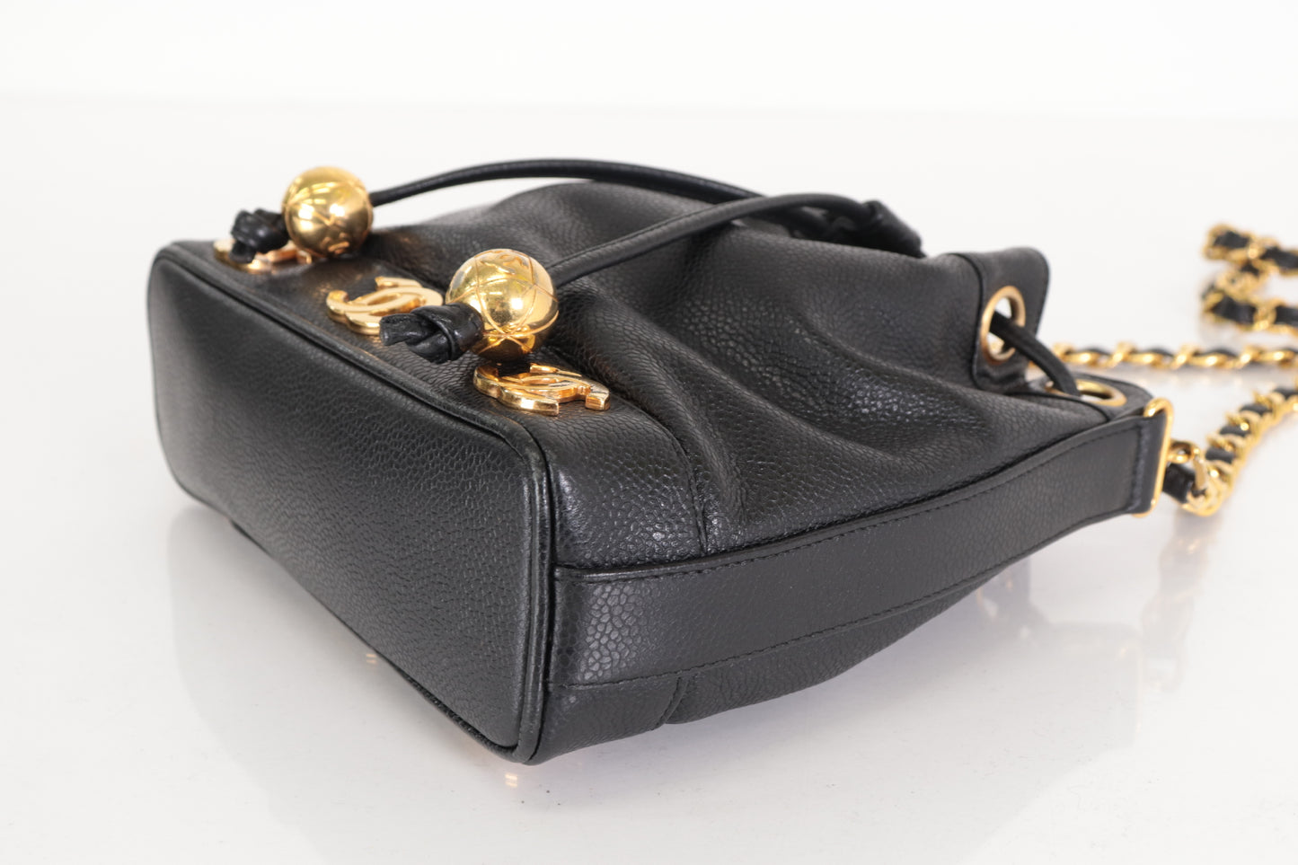 CHANEL Triple Coco Caviar Drawstring Chain Shoulder Bag, No. 3