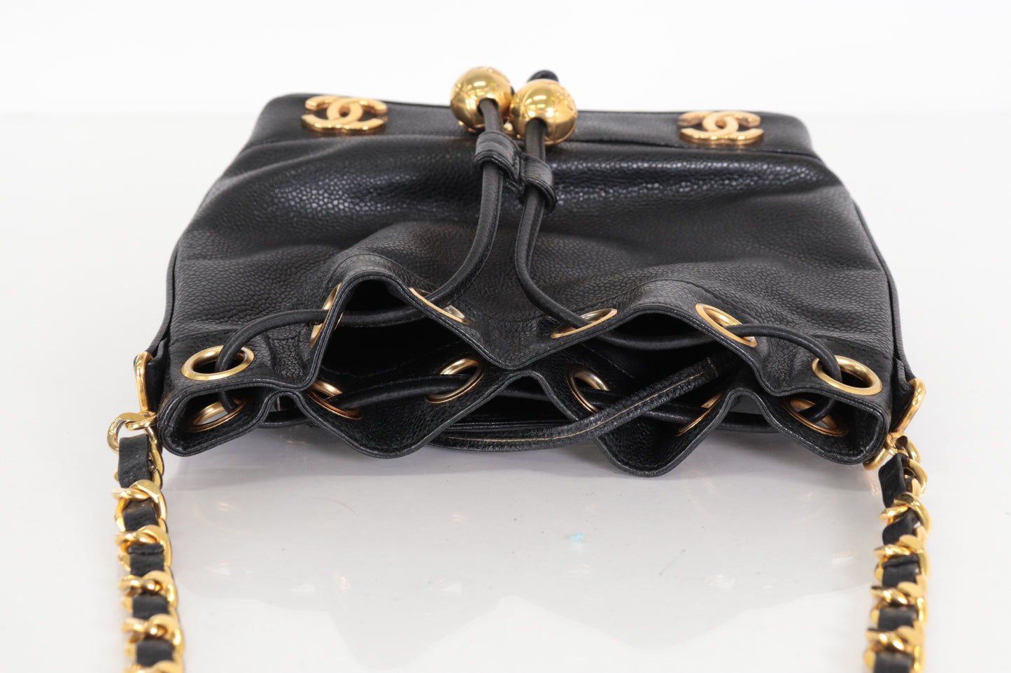 CHANEL Triple Coco Caviar Drawstring Chain Shoulder Bag, No. 3
