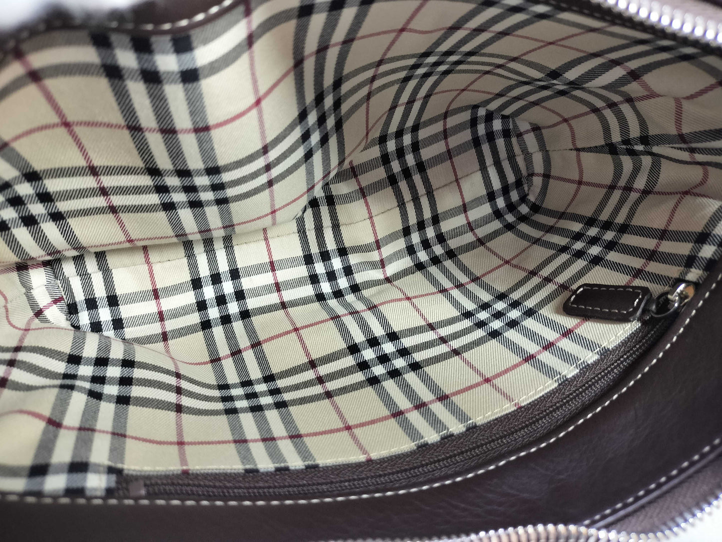 BURBERRY Leather Handbag with Checked Interior