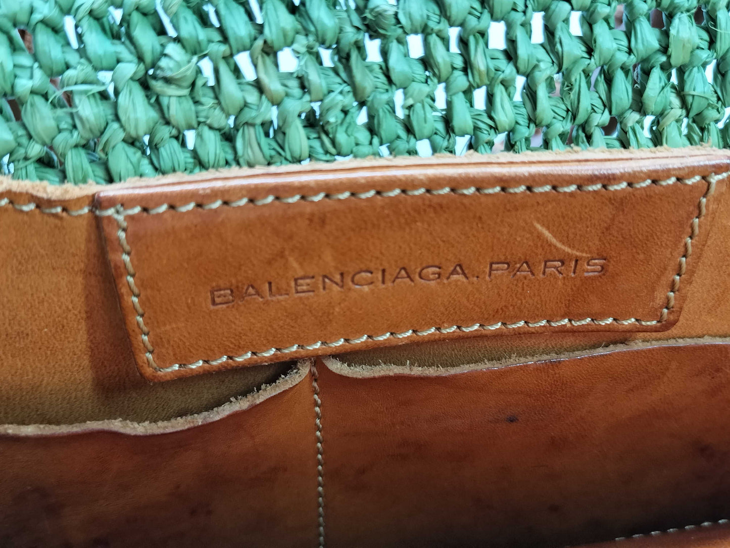 BALENCIAGA Straw Leather Handbag 236741 Handbag