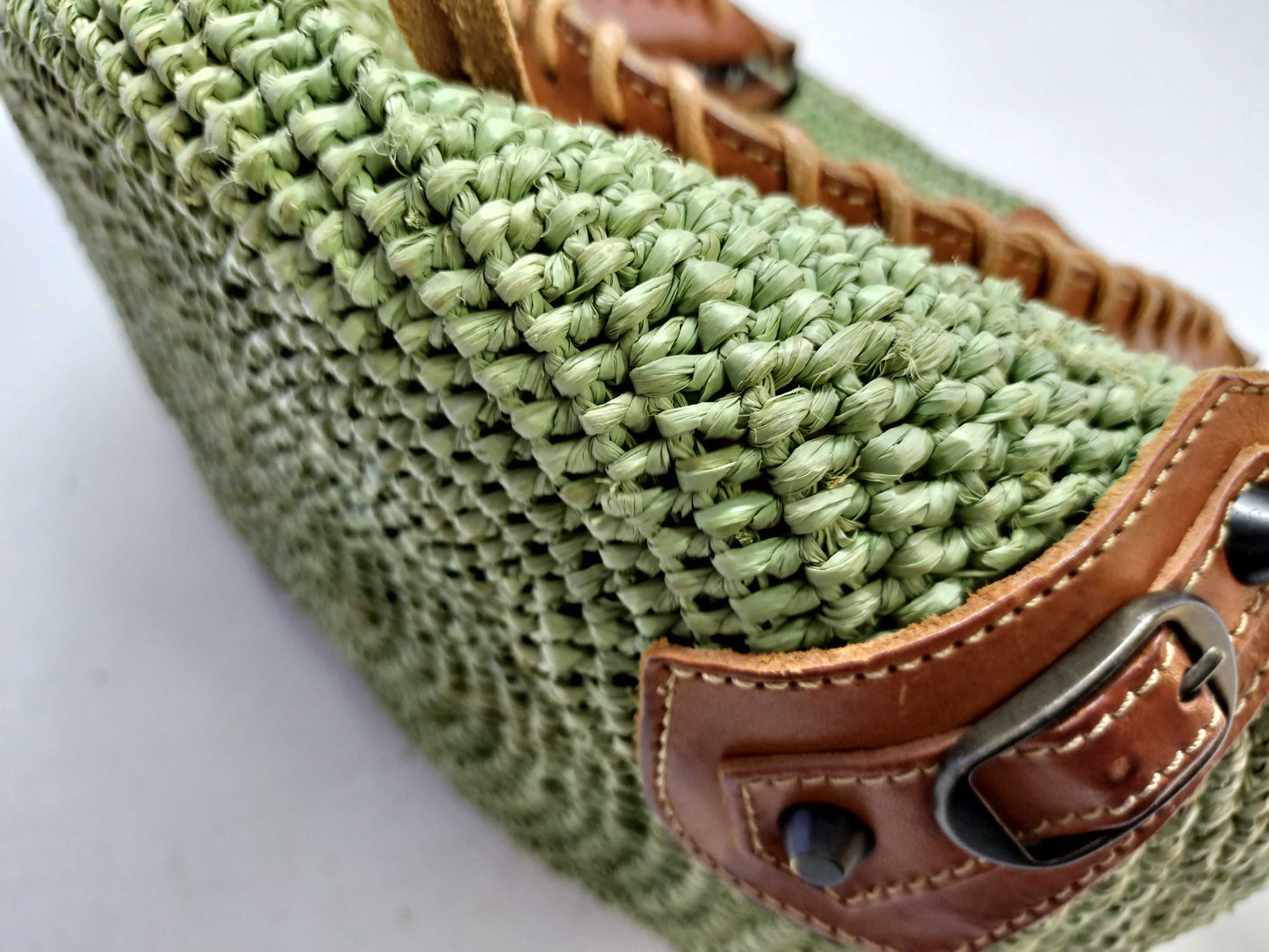 BALENCIAGA Straw Leather Handbag 236741 Handbag