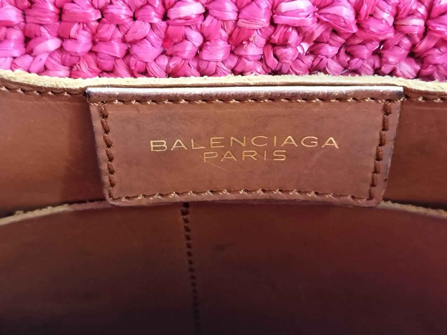 BALENCIAGA Leather and Raffia Basket Bag 286990 Handbag