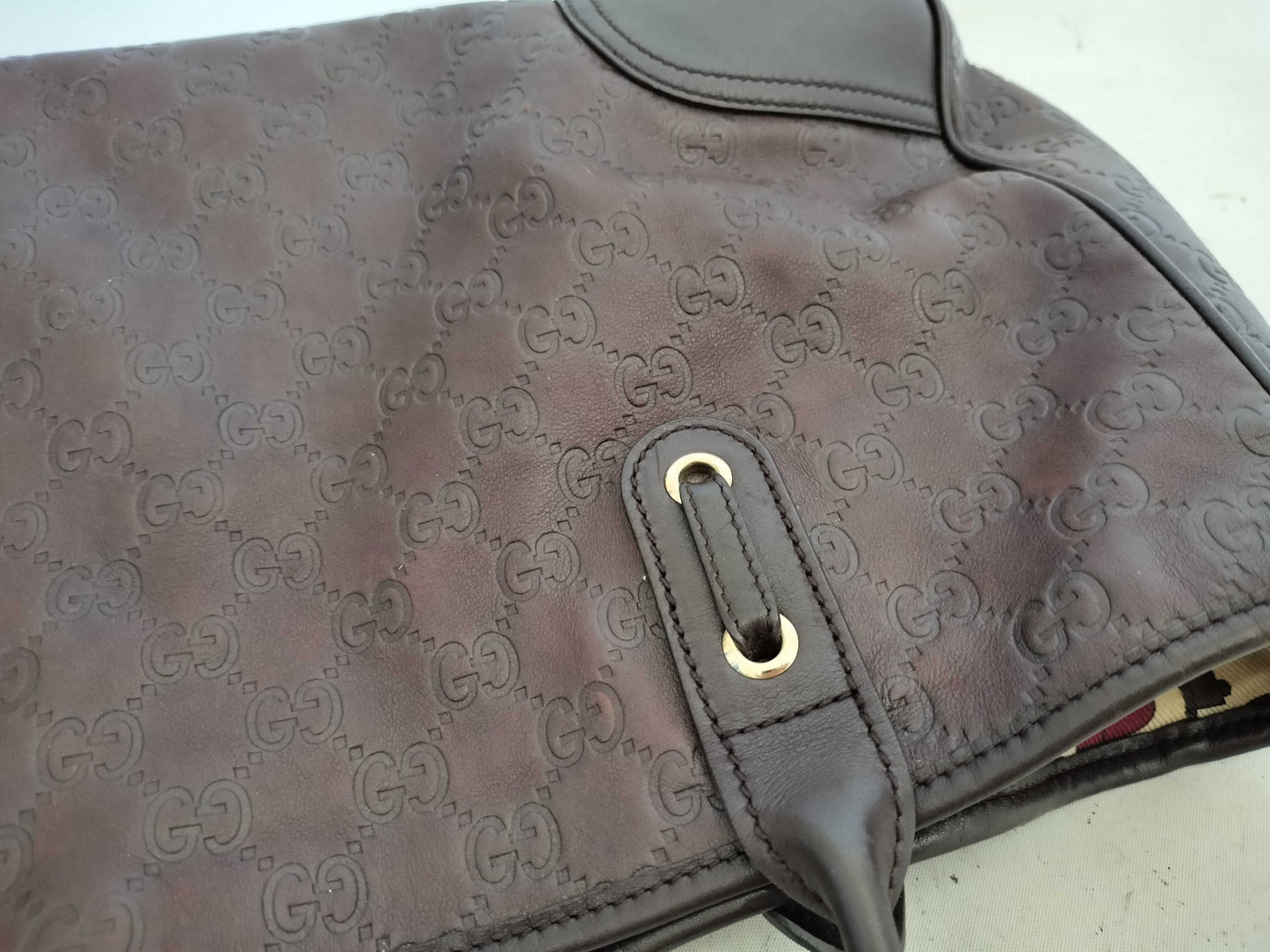 GUCCI Guccissima Leather GG Pattern Handbag Tote Bag 163805