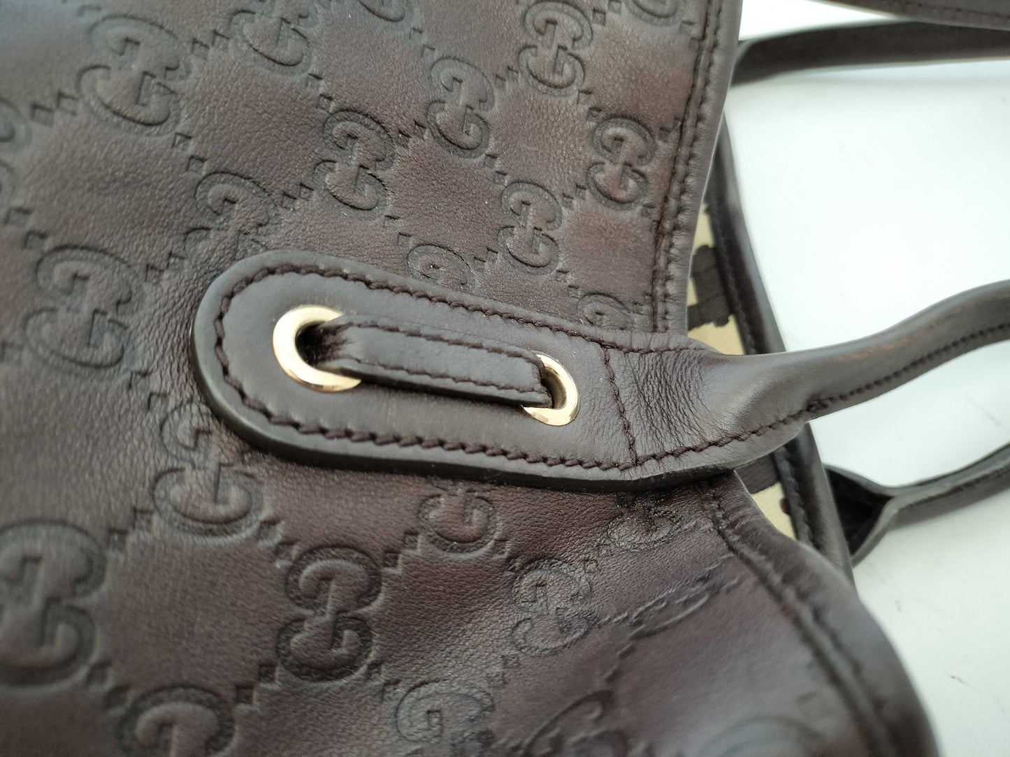 GUCCI Guccissima Leather GG Pattern Handbag Tote Bag 163805