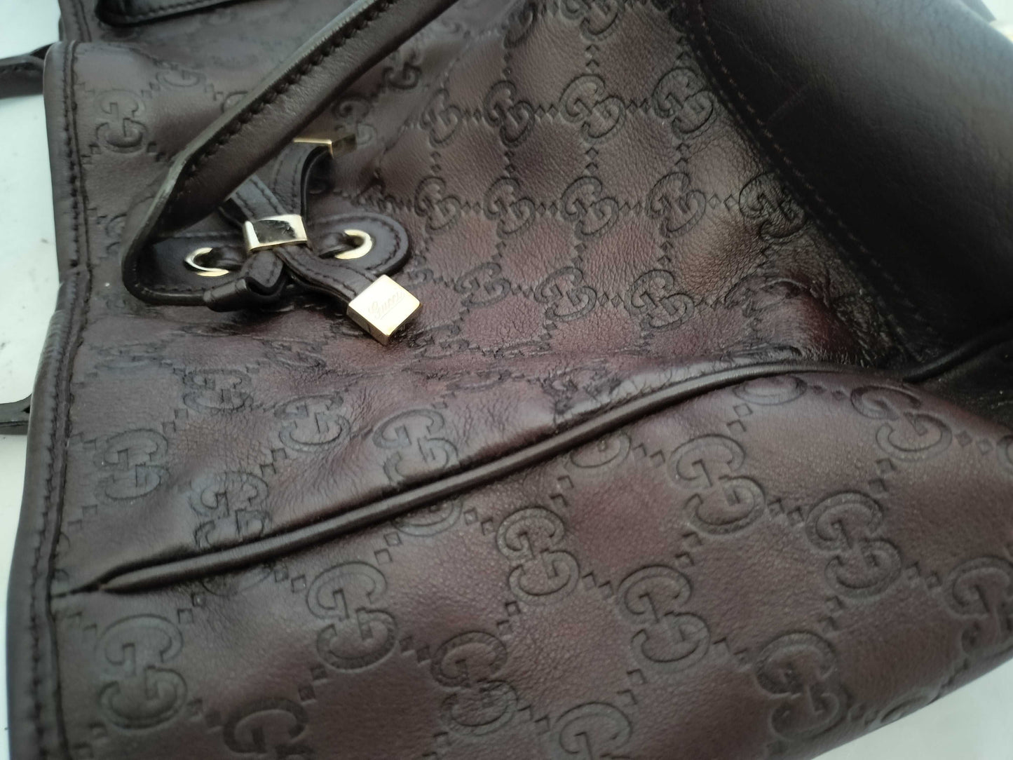 GUCCI Guccissima Leather GG Pattern Handbag Tote Bag 163805