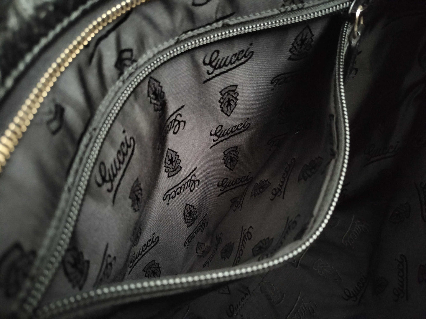 GUCCI Guccissima Leather Shoulder Bag with GG Pattern and Logo Plate 201446