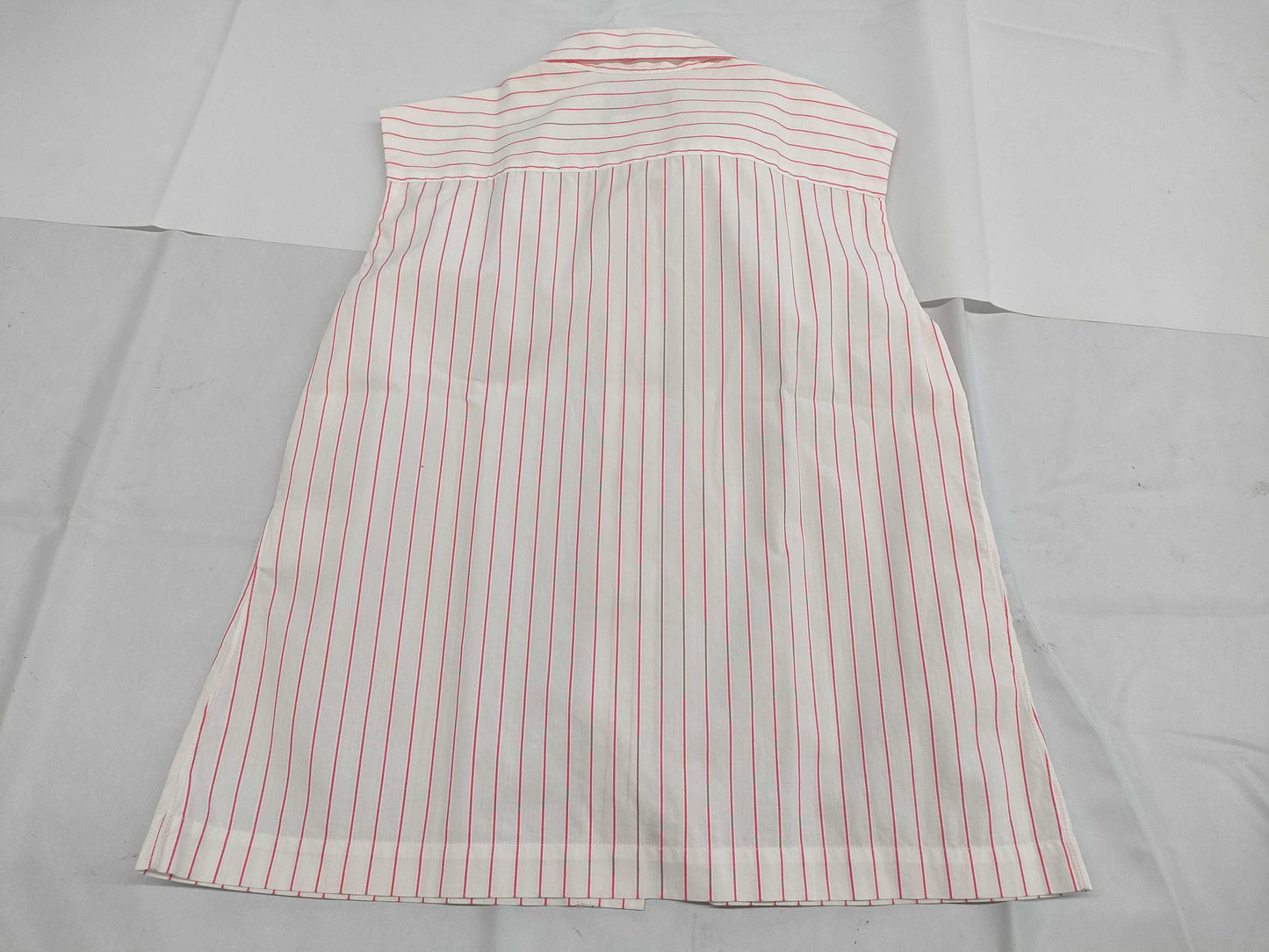 CHANEL CHANEL Sleeveless Shirt Top Striped White x Pink #38 Cotton Top