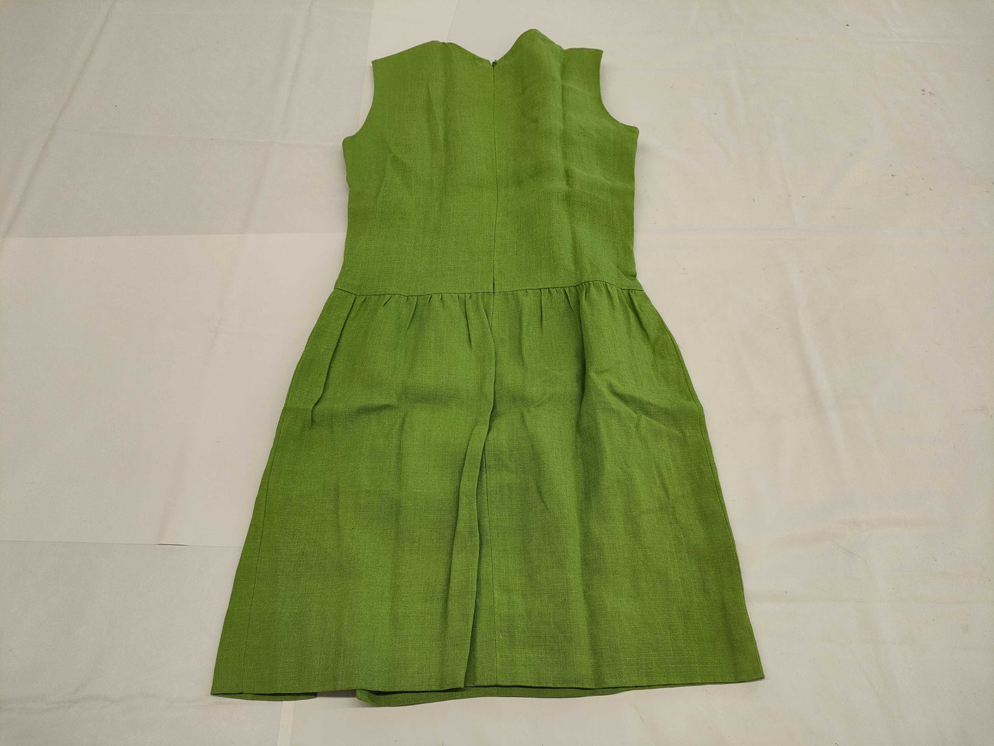 CHANEL CHANEL Dress P07001V04682 96P #38 Coco Mark Button Green 100% Linen Dress