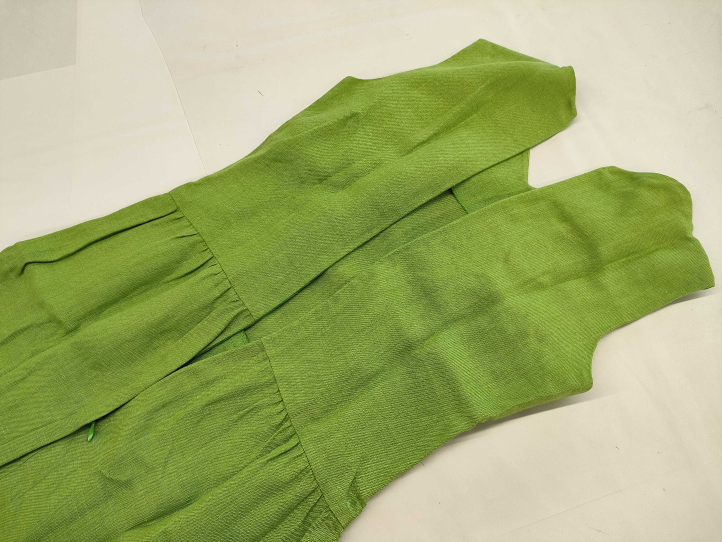 CHANEL CHANEL Dress P07001V04682 96P #38 Coco Mark Button Green 100% Linen Dress
