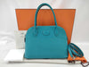 HERMES Bolide 27 Chevre Turquoise Handbag with H Stamp