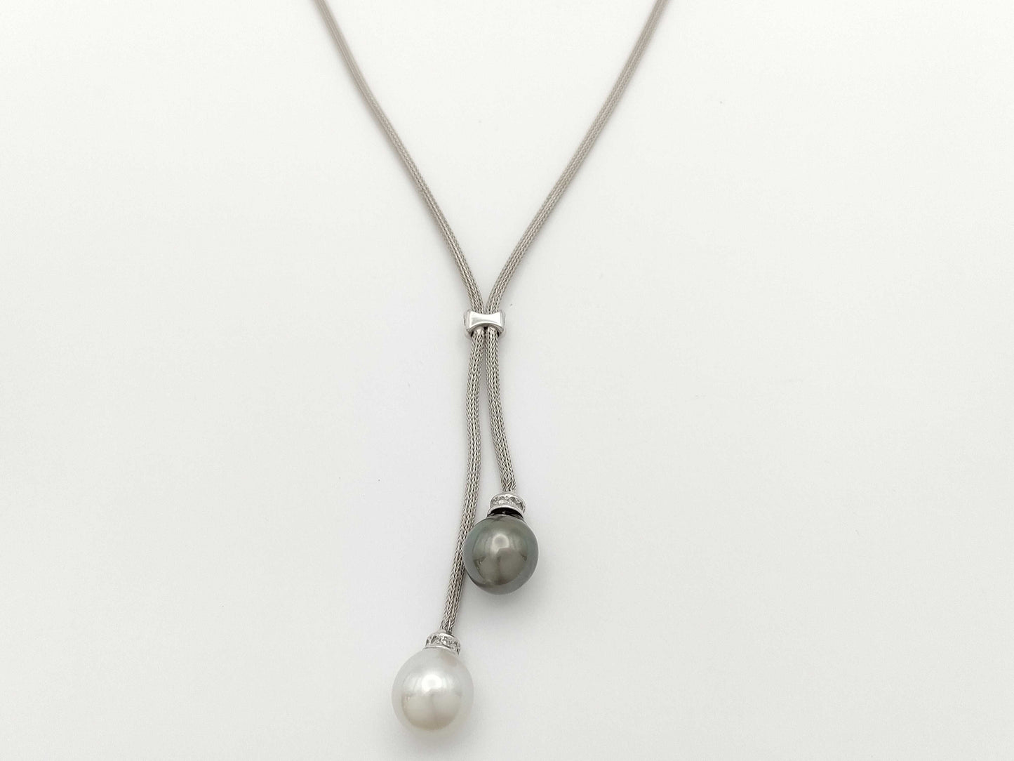 Semi-Round Pearl, Diameter: Approx. 11.0-11.5mm, D0.25ct, 18K Gold, 14.3g, Necklace