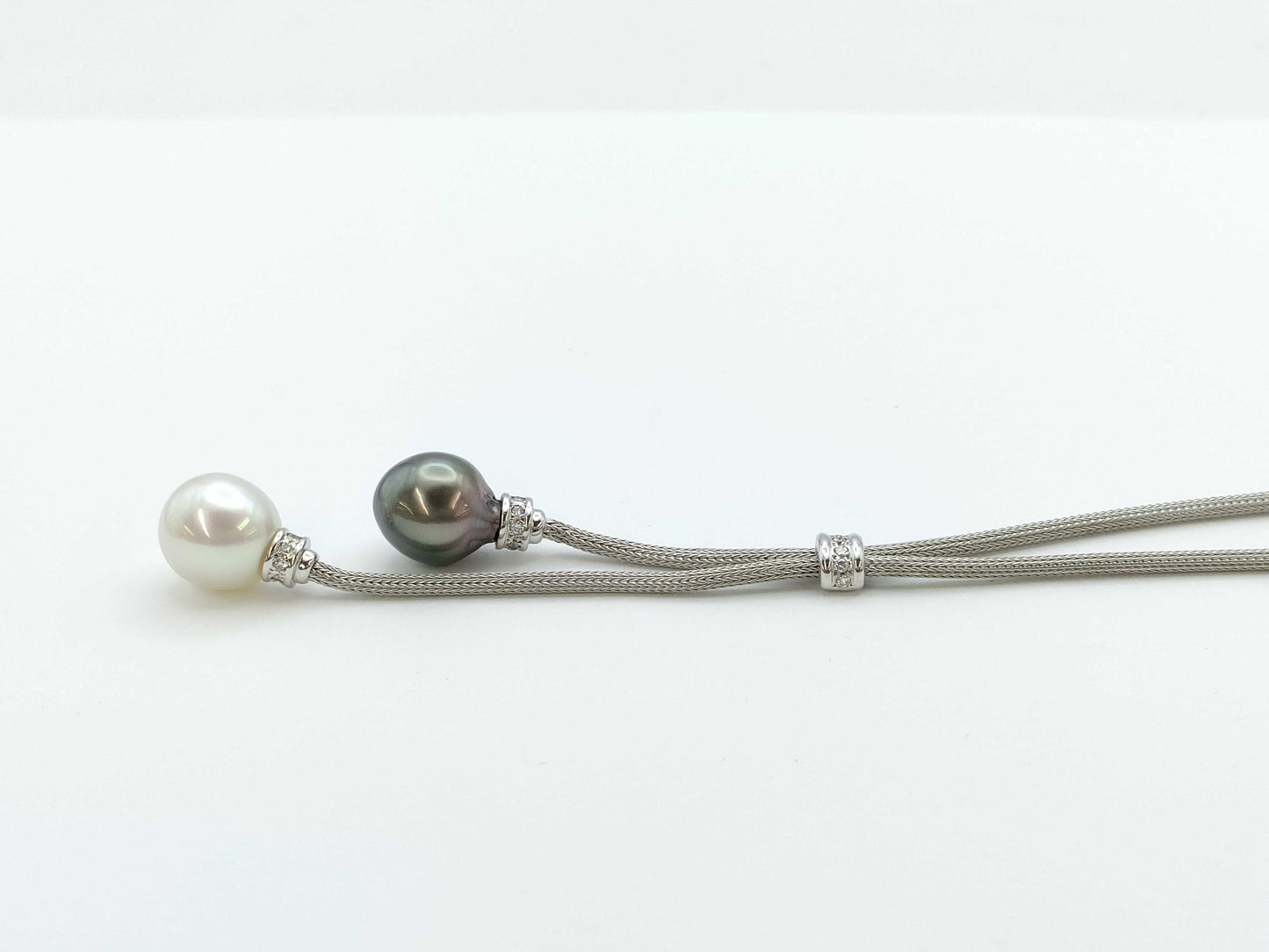 Semi-Round Pearl, Diameter: Approx. 11.0-11.5mm, D0.25ct, 18K Gold, 14.3g, Necklace