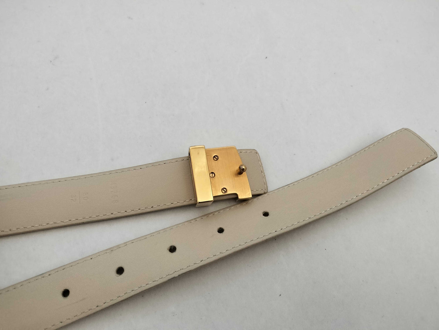 LOUIS VUITTON Unconfirmed Damier Azur Centurion with LV Initials, Damier Azur M9268 Belt