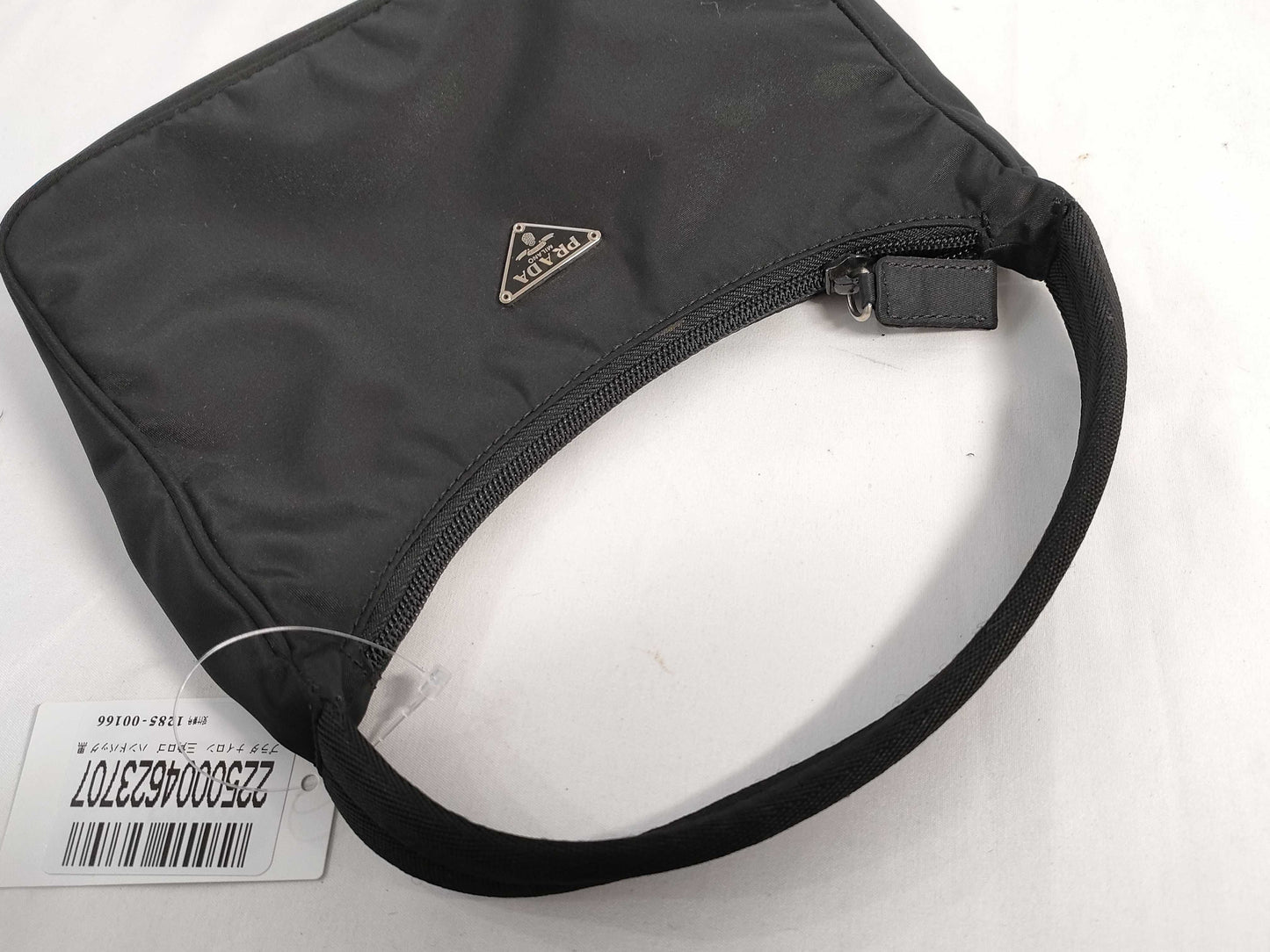 PRADA nylon handbag with triangle logo, black