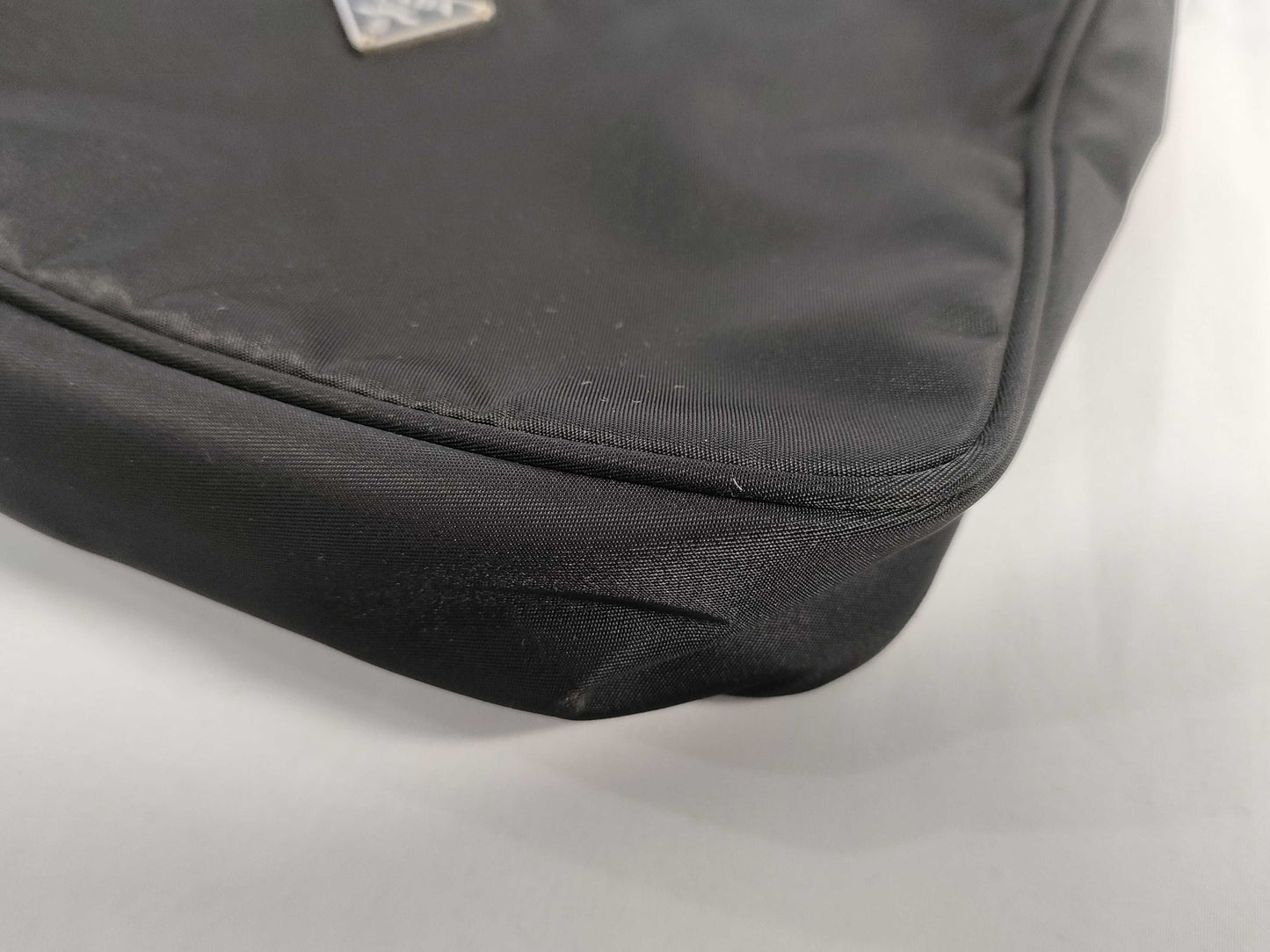 PRADA nylon handbag with triangle logo, black