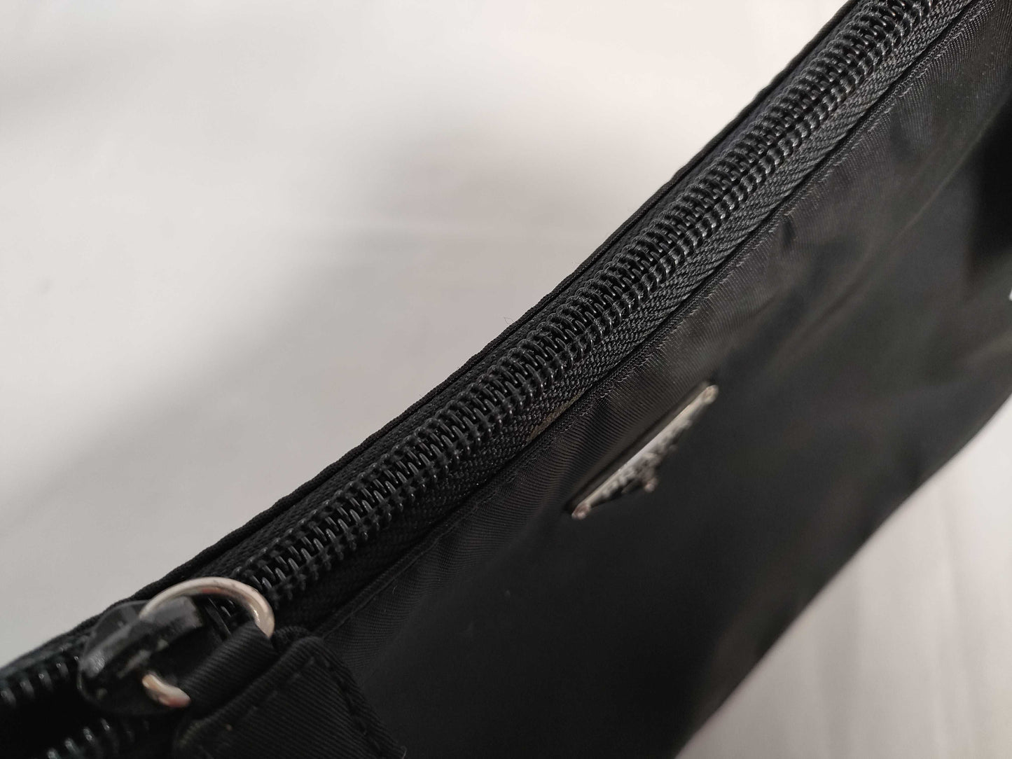 PRADA nylon handbag with triangle logo, black