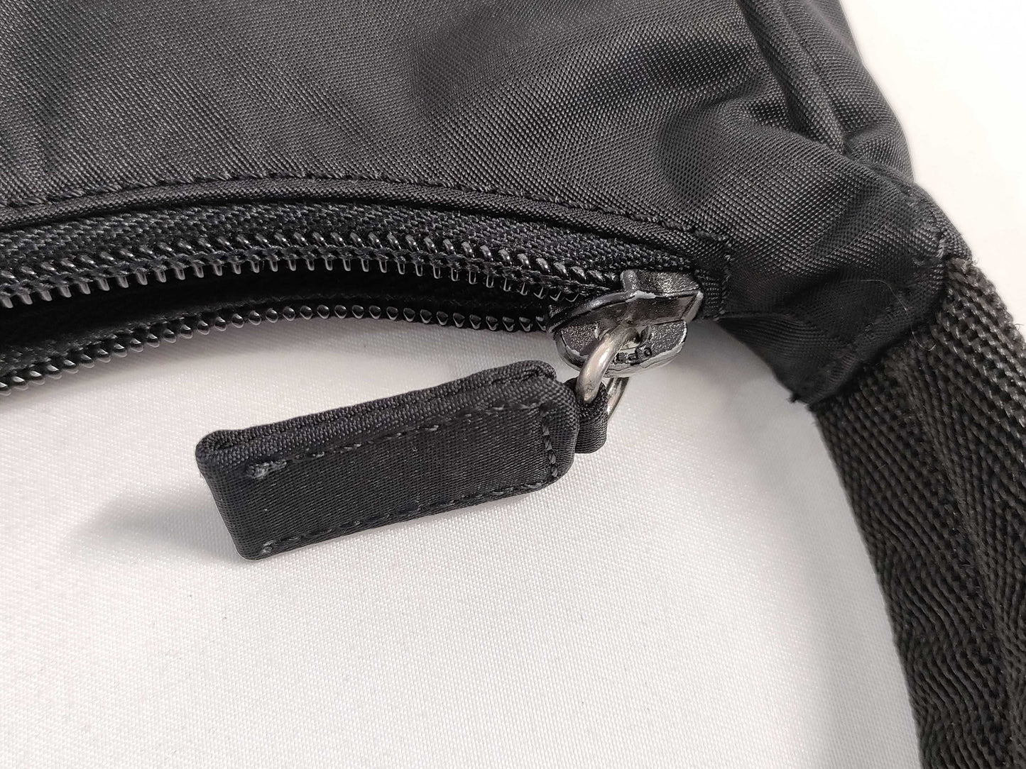 PRADA nylon handbag with triangle logo, black