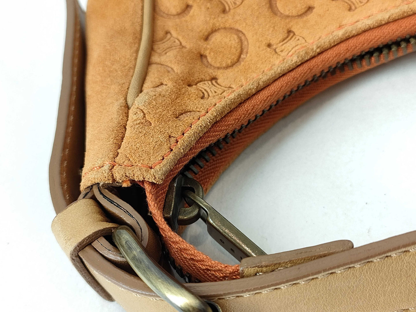 CELINE C Macadam Half Moon Shoulder Bag Handbag